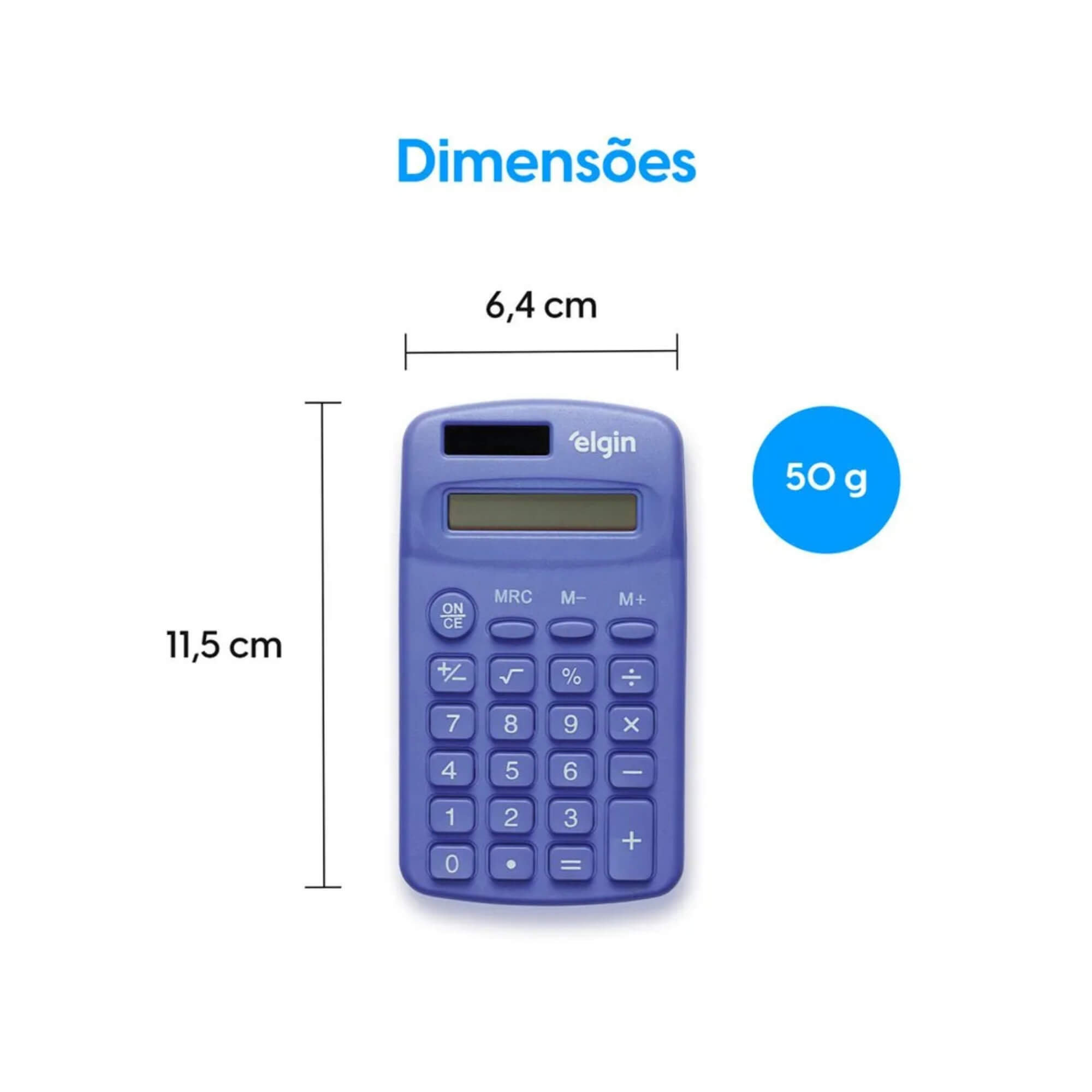 Calculadora de Bolso - 8 Dígitos Desligamento Automático Azul Elgin - 42CB1485A000