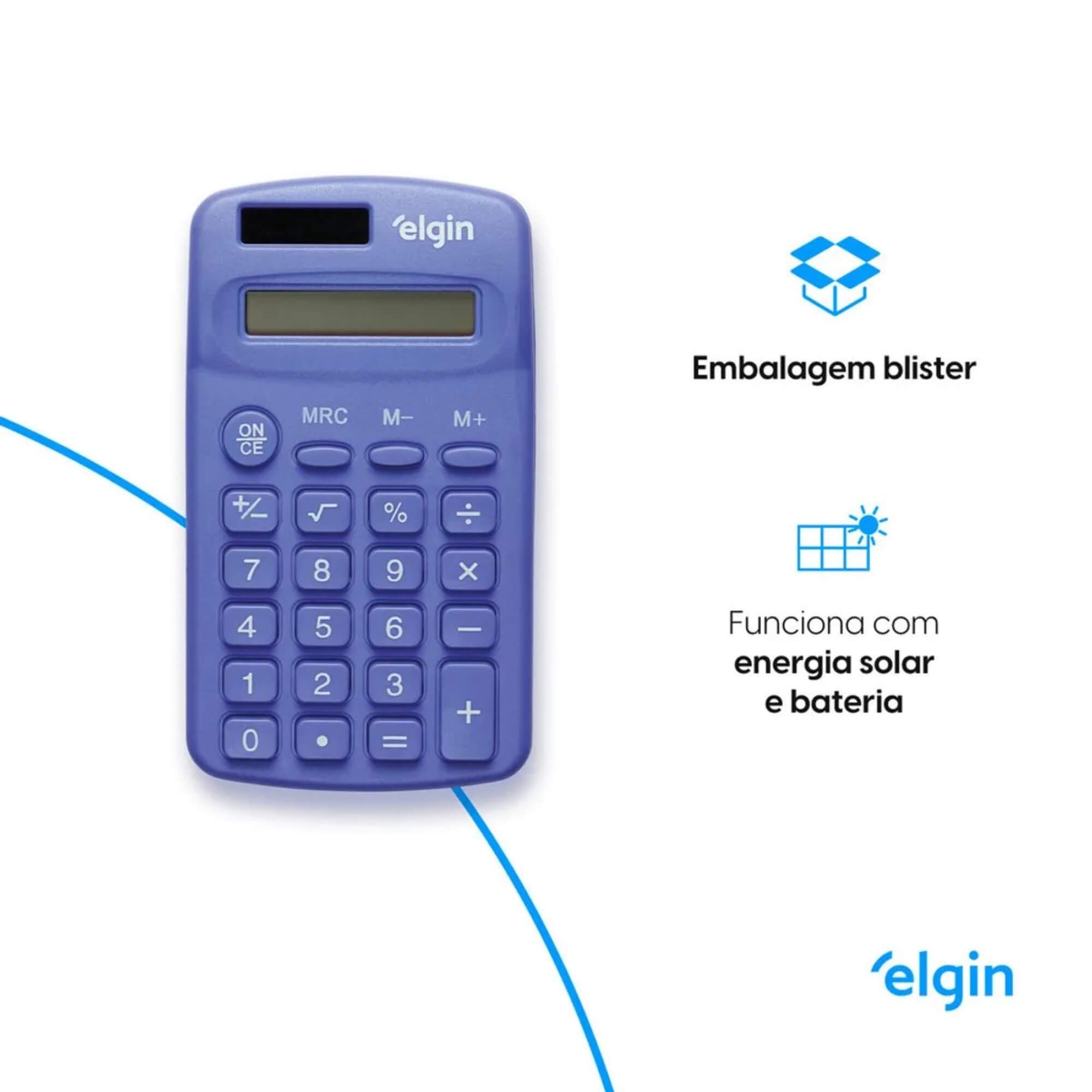 Calculadora de Bolso - 8 Dígitos Desligamento Automático Azul Elgin - 42CB1485A000