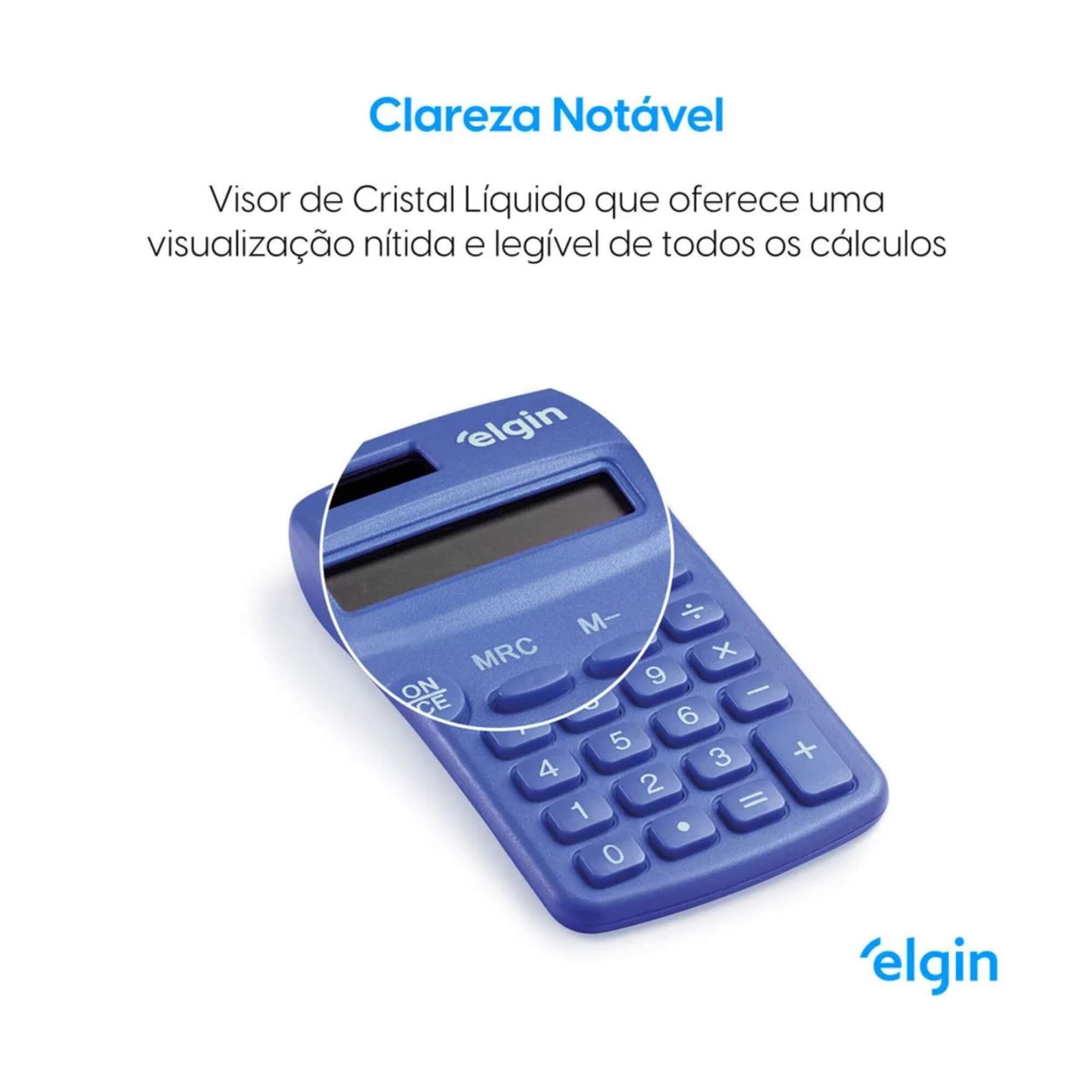 Calculadora de Bolso - 8 Dígitos Desligamento Automático Azul Elgin - 42CB1485A000