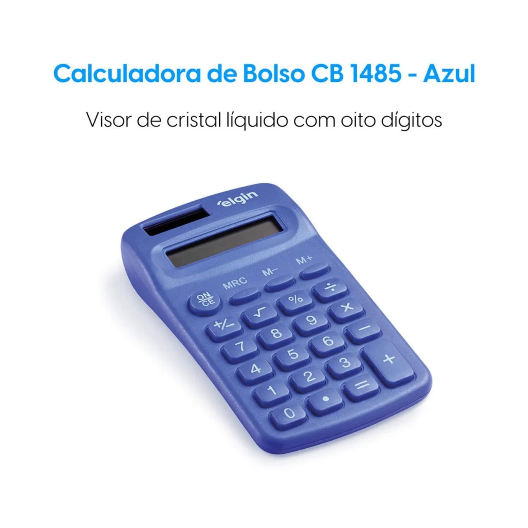 Calculadora de Bolso - 8 Dígitos Desligamento Automático Azul Elgin - 42CB1485A000