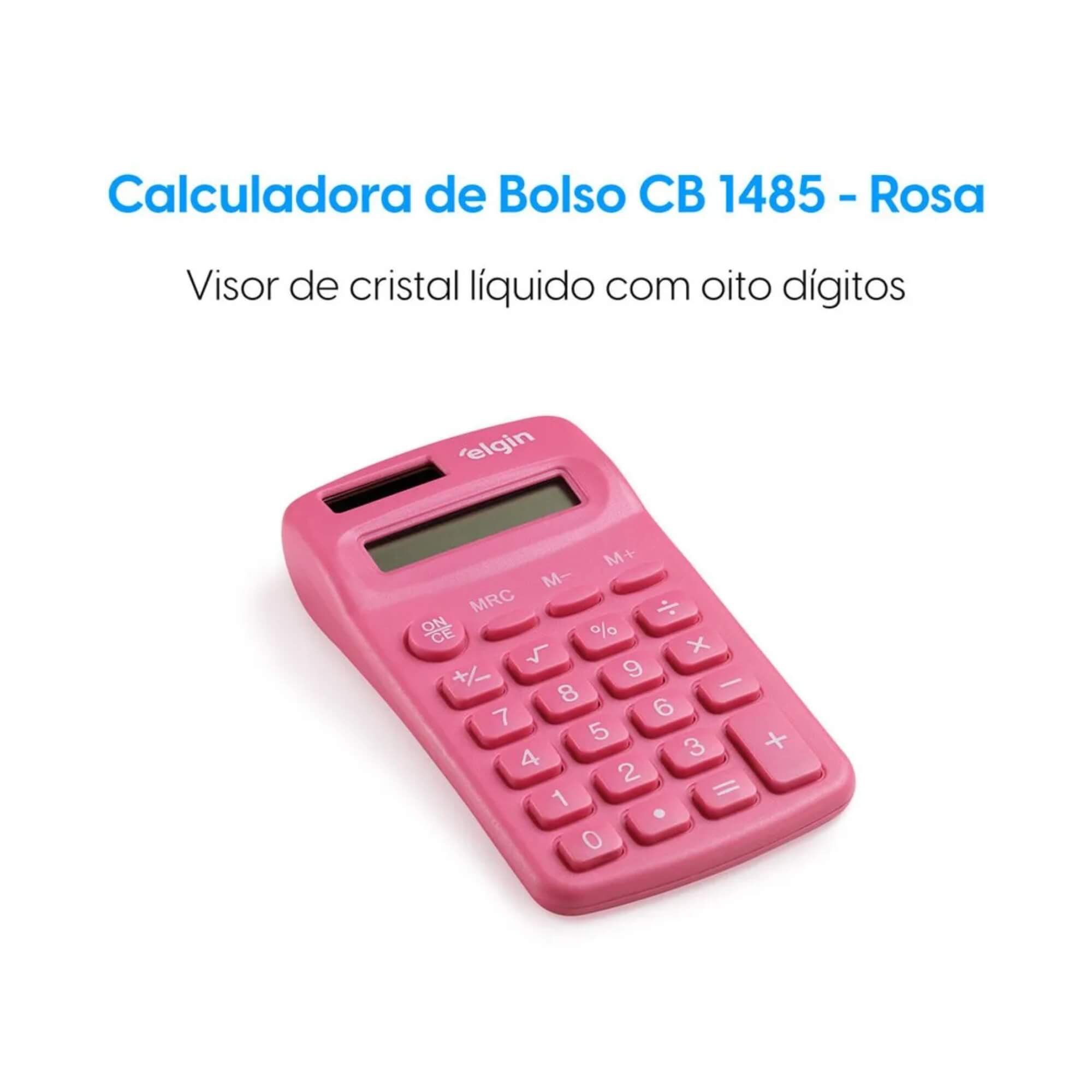 Calculadora de Bolso - 8 Dígitos Desligamento Automático Rosa Elgin - 42CB1485R000
