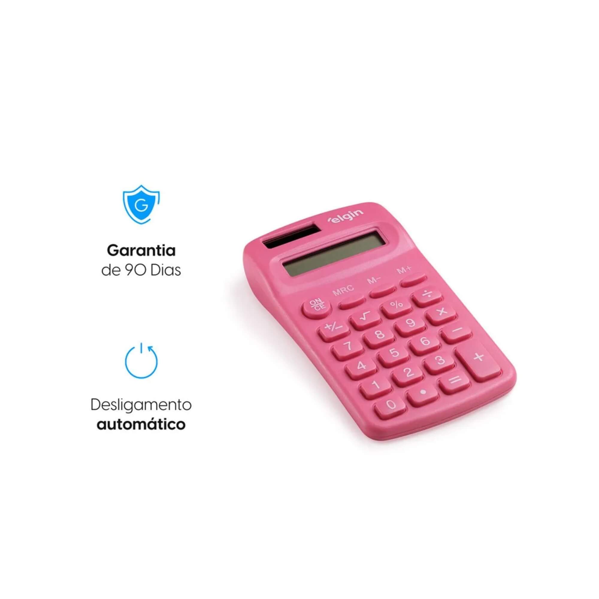 Calculadora de Bolso - 8 Dígitos Desligamento Automático Rosa Elgin - 42CB1485R000