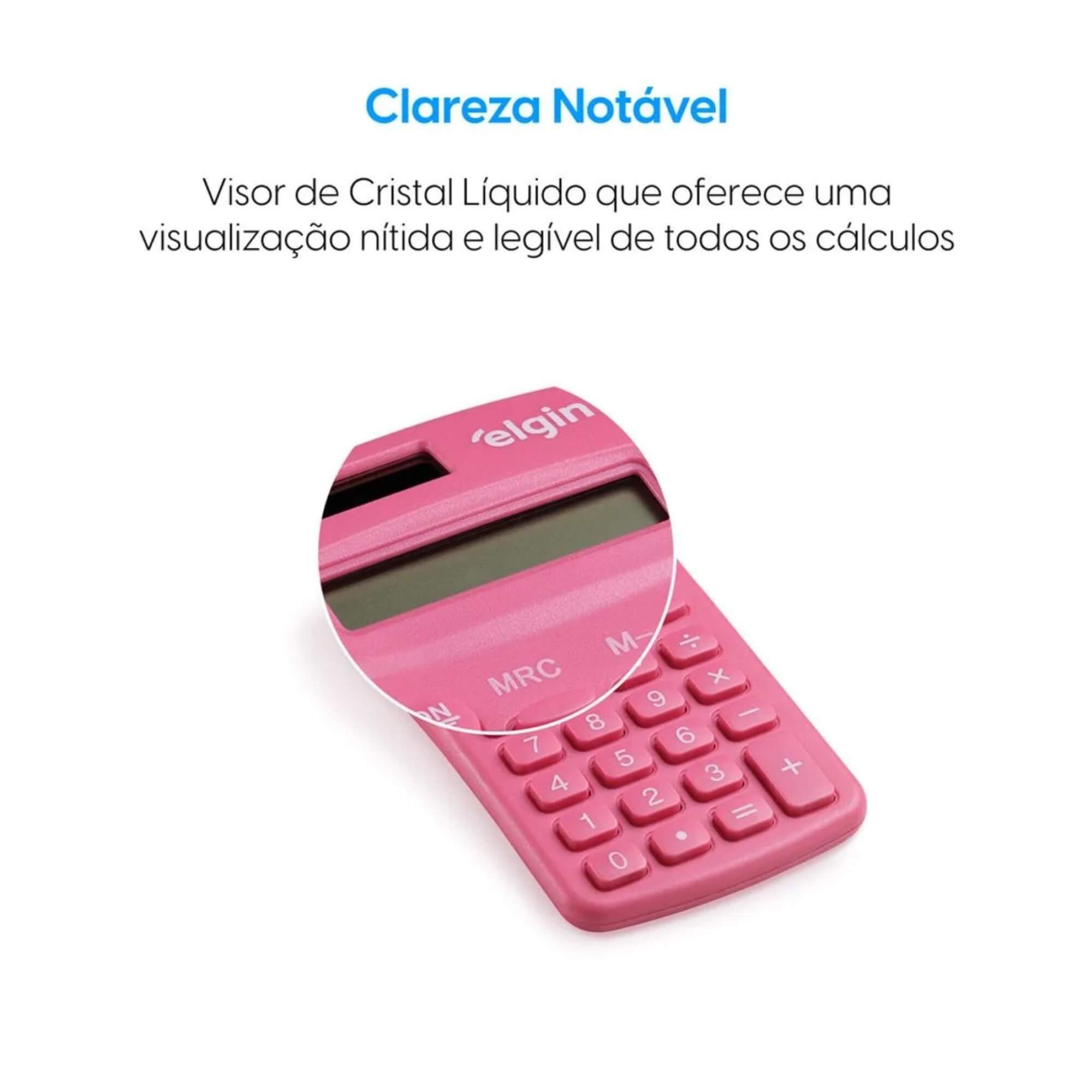 Calculadora de Bolso - 8 Dígitos Desligamento Automático Rosa Elgin - 42CB1485R000