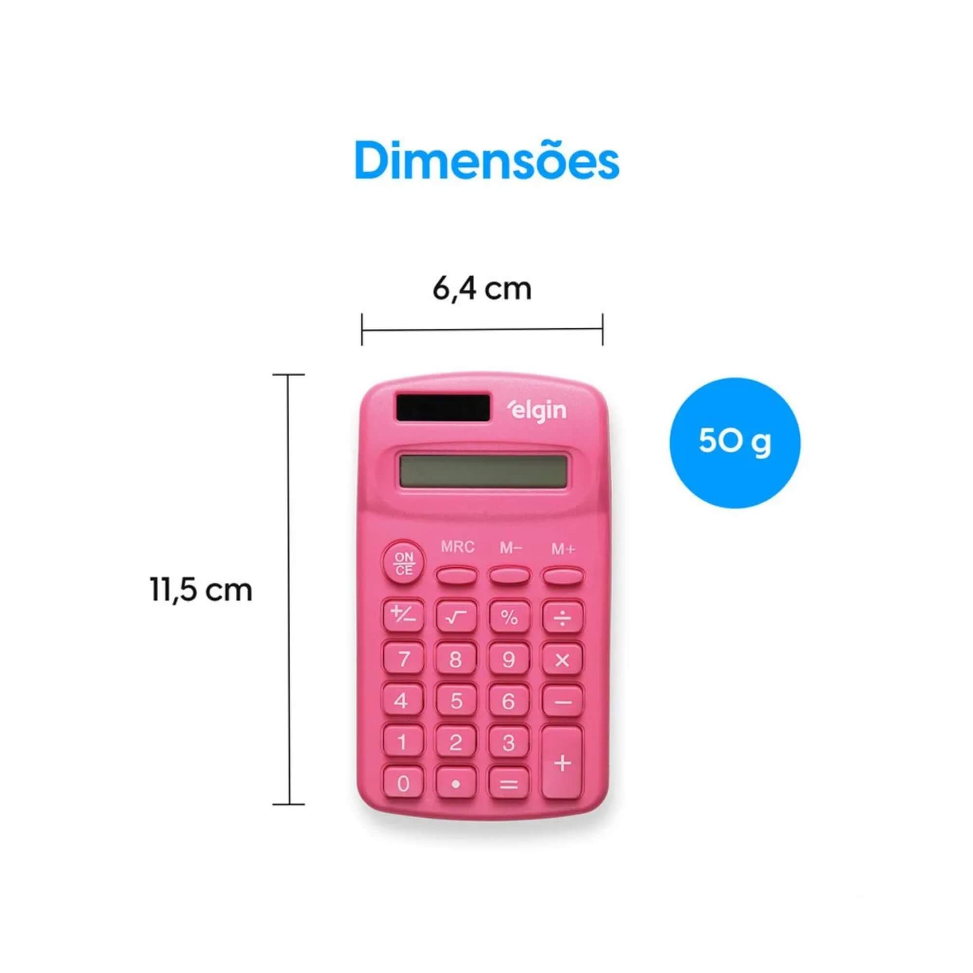 Calculadora de Bolso - 8 Dígitos Desligamento Automático Rosa Elgin - 42CB1485R000