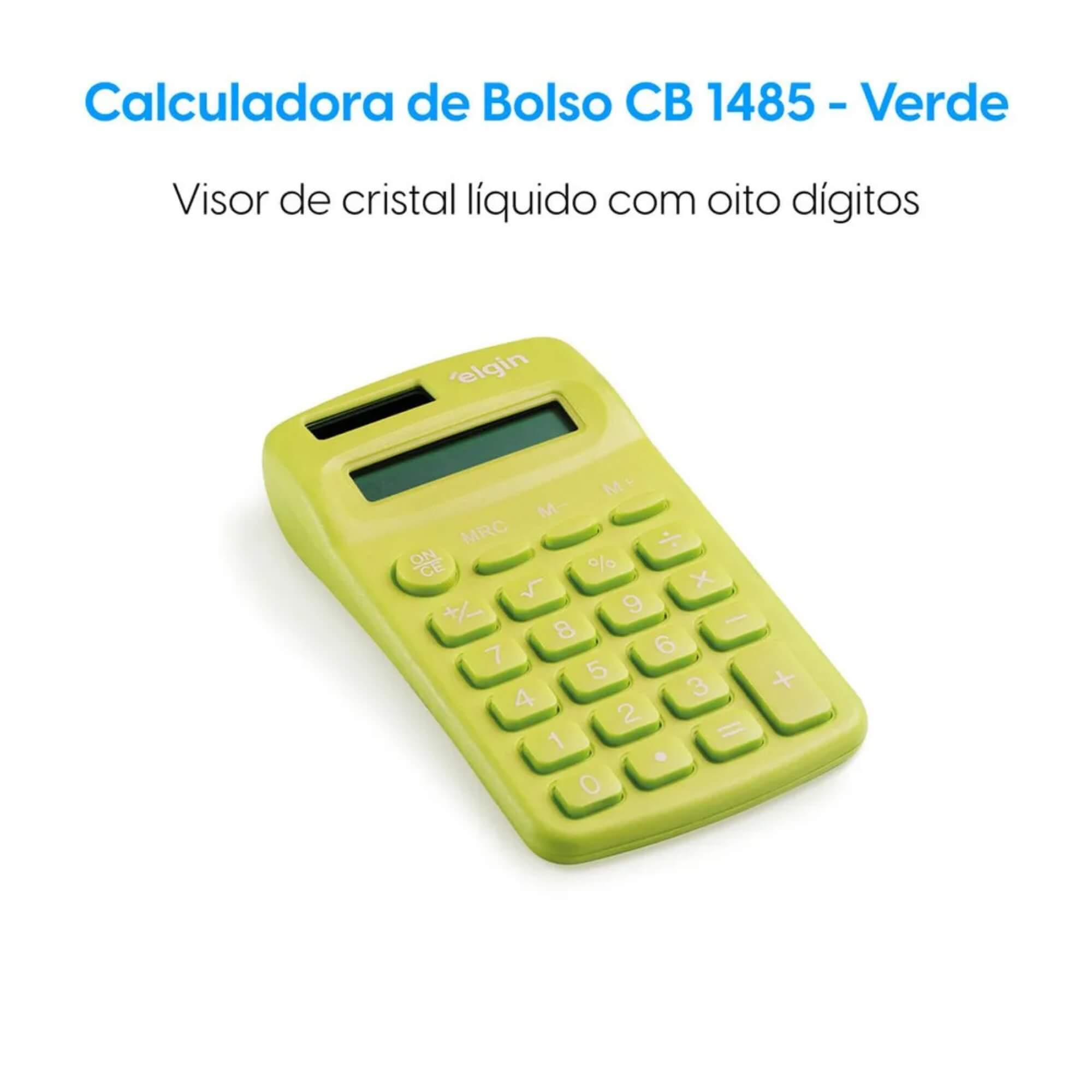 Calculadora de Bolso - 8 Dígitos Desligamento Automático Verde Elgin - 42CB1485V000