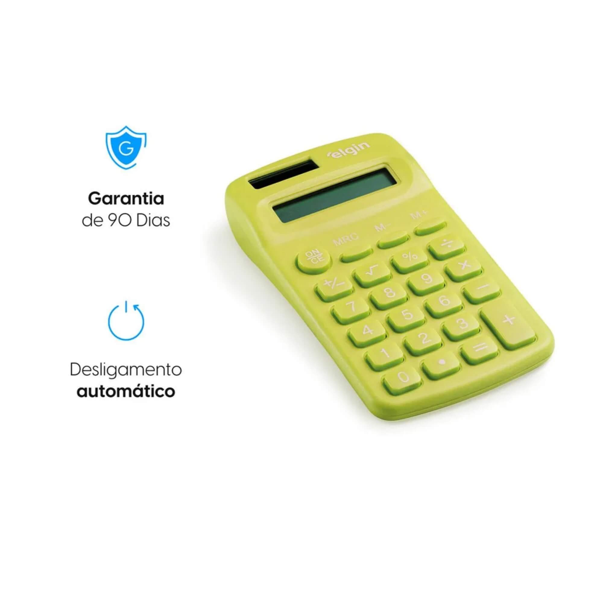 Calculadora de Bolso - 8 Dígitos Desligamento Automático Verde Elgin - 42CB1485V000