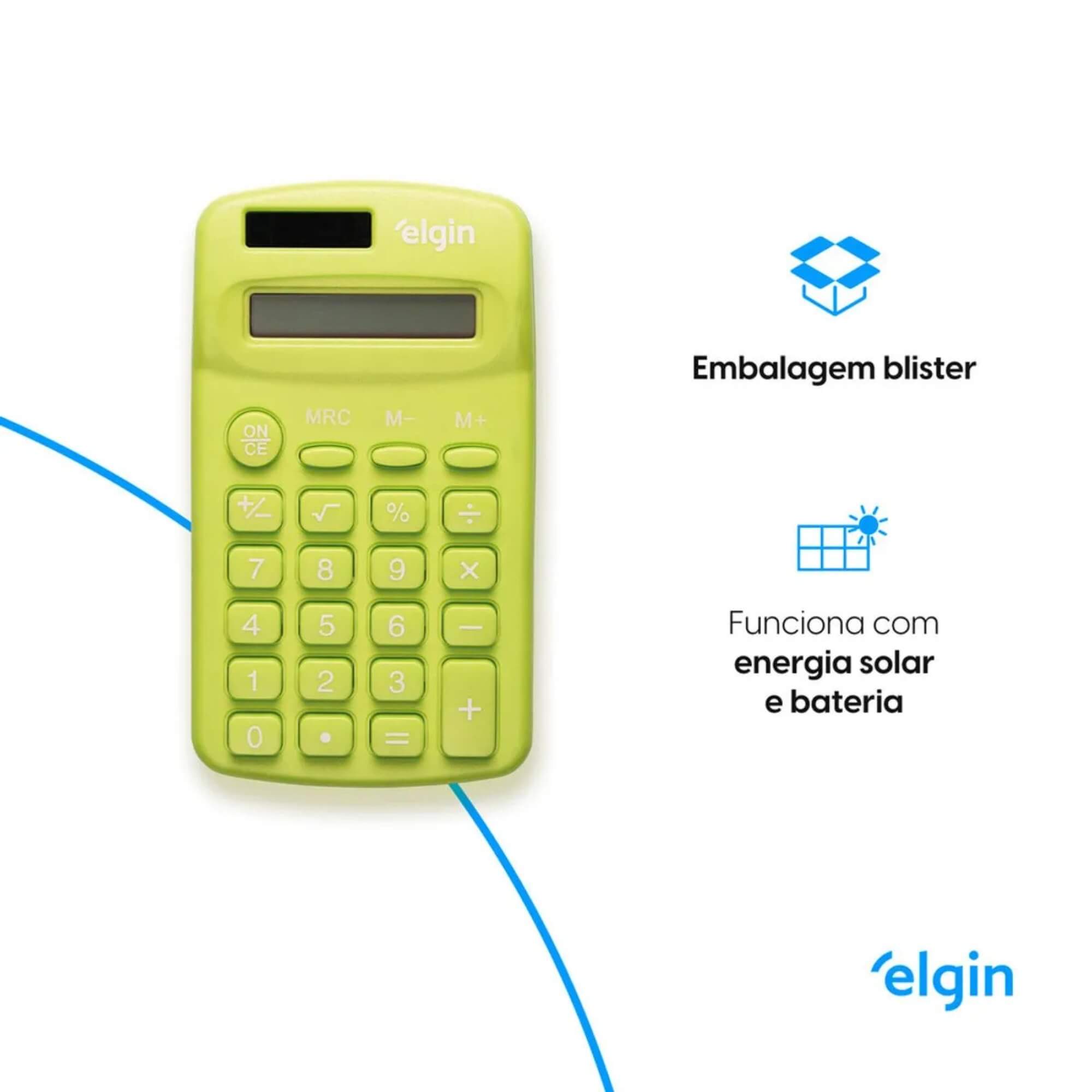 Calculadora de Bolso - 8 Dígitos Desligamento Automático Verde Elgin - 42CB1485V000