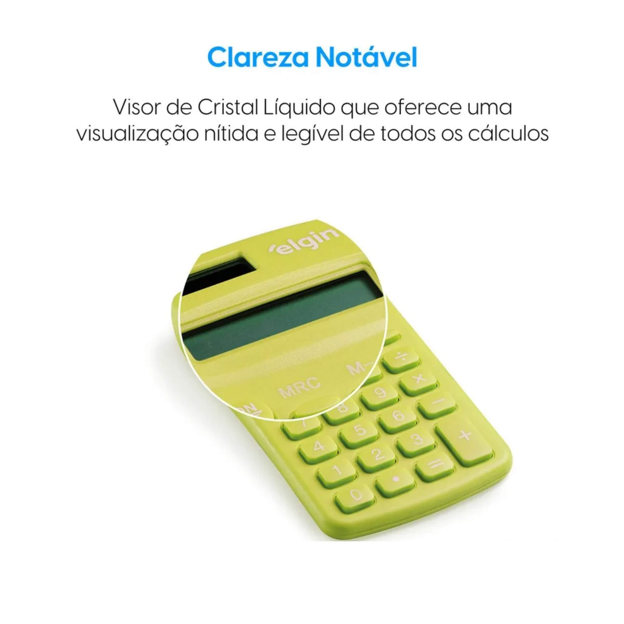 Calculadora de Bolso - 8 Dígitos Desligamento Automático Verde Elgin - 42CB1485V000