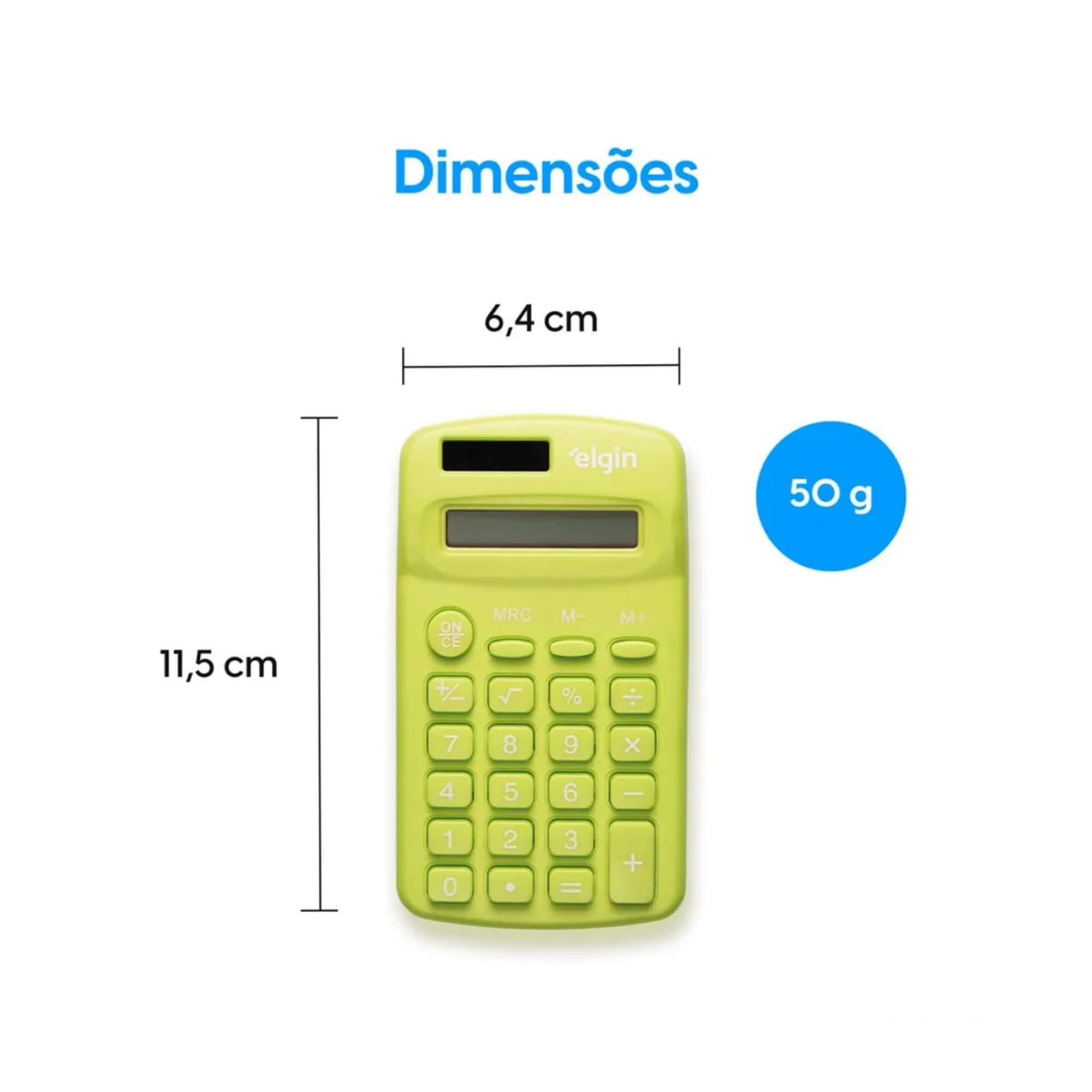 Calculadora de Bolso - 8 Dígitos Desligamento Automático Verde Elgin - 42CB1485V000