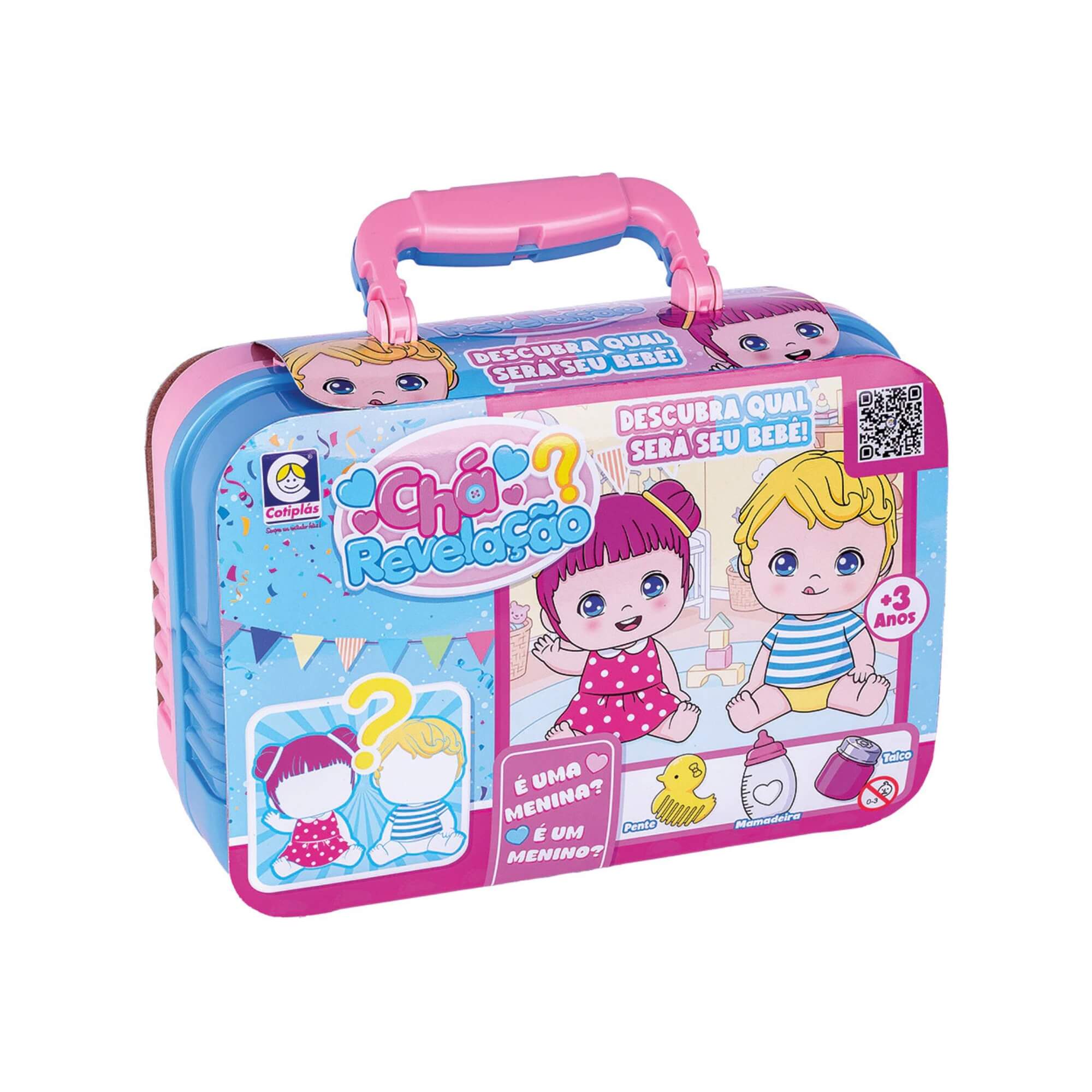 Boneca Chá Revelação Surpresa Menina ou Menino + Acessórios Cotiplás - 2947