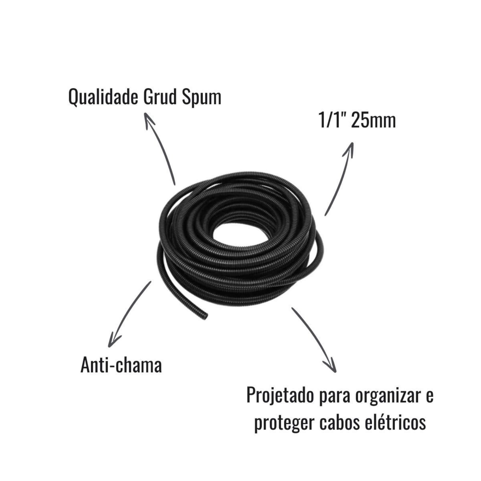 Tubo Corrugado 1/1" 25mm 25 Metros Grud - GC 910