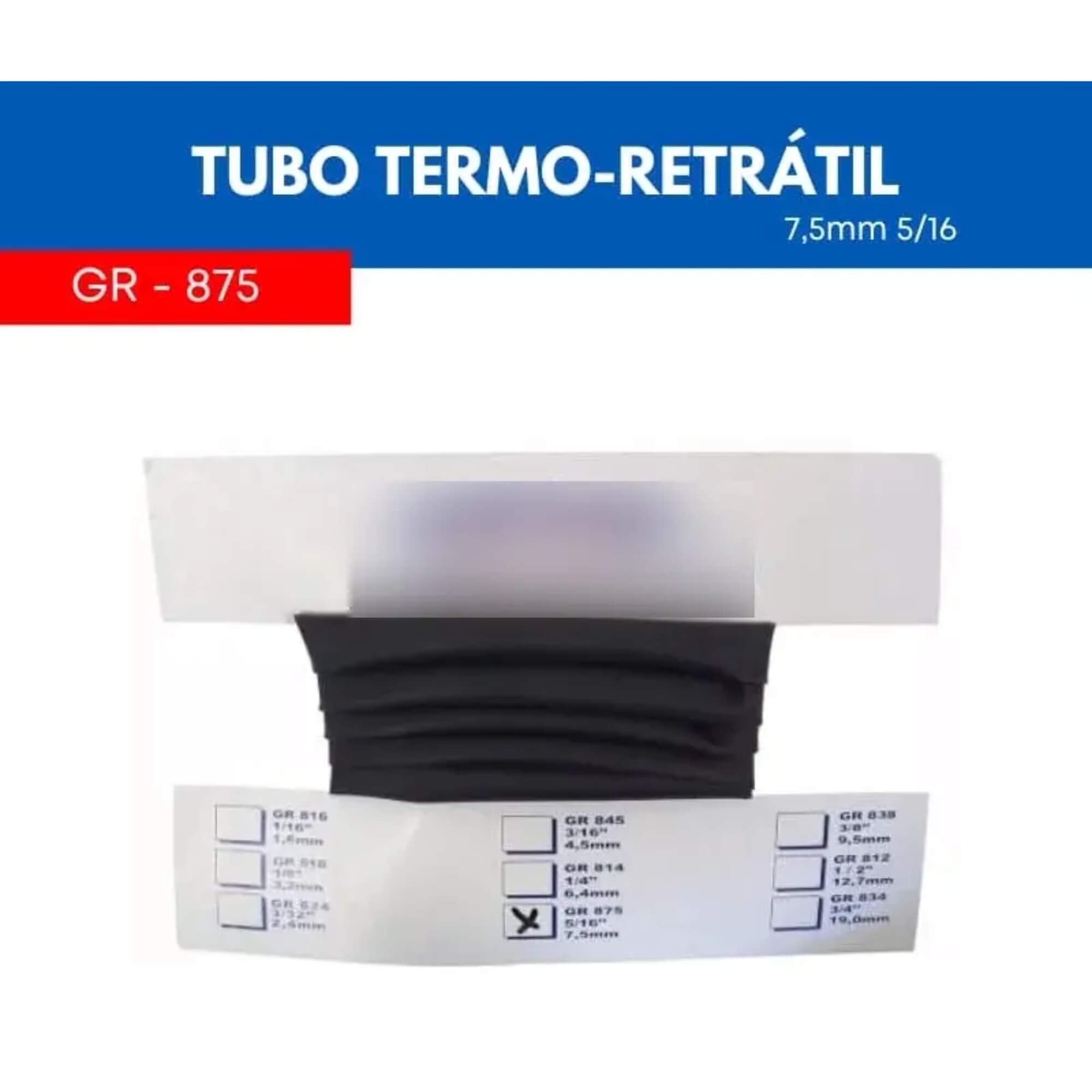 Tubo Termo Retrátil 7,5mm 1 Metro Grud - GR 875