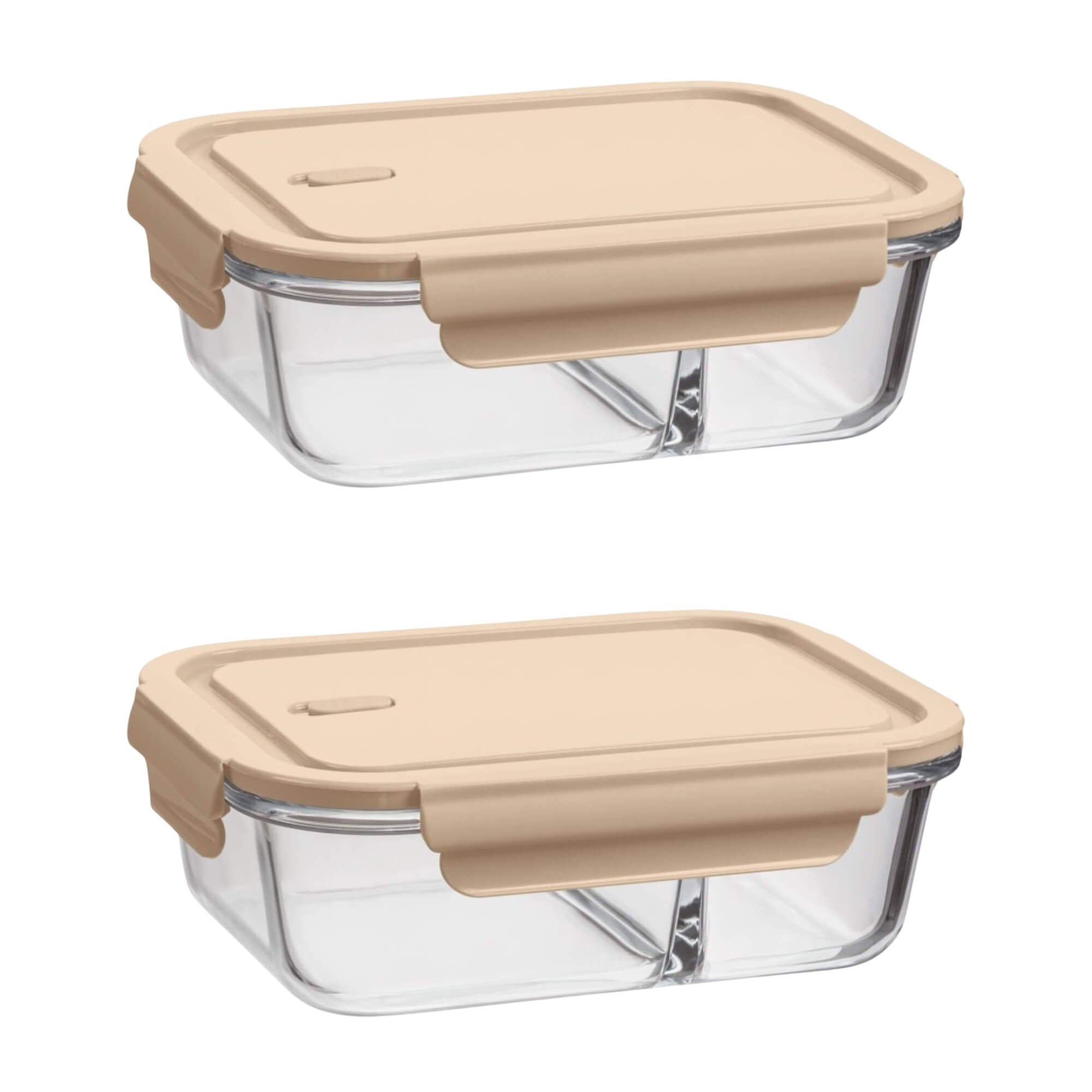 COMP Kit 2 Potes de Vidro Borossilicato UZ7047-CAP para organização Pote com divisória