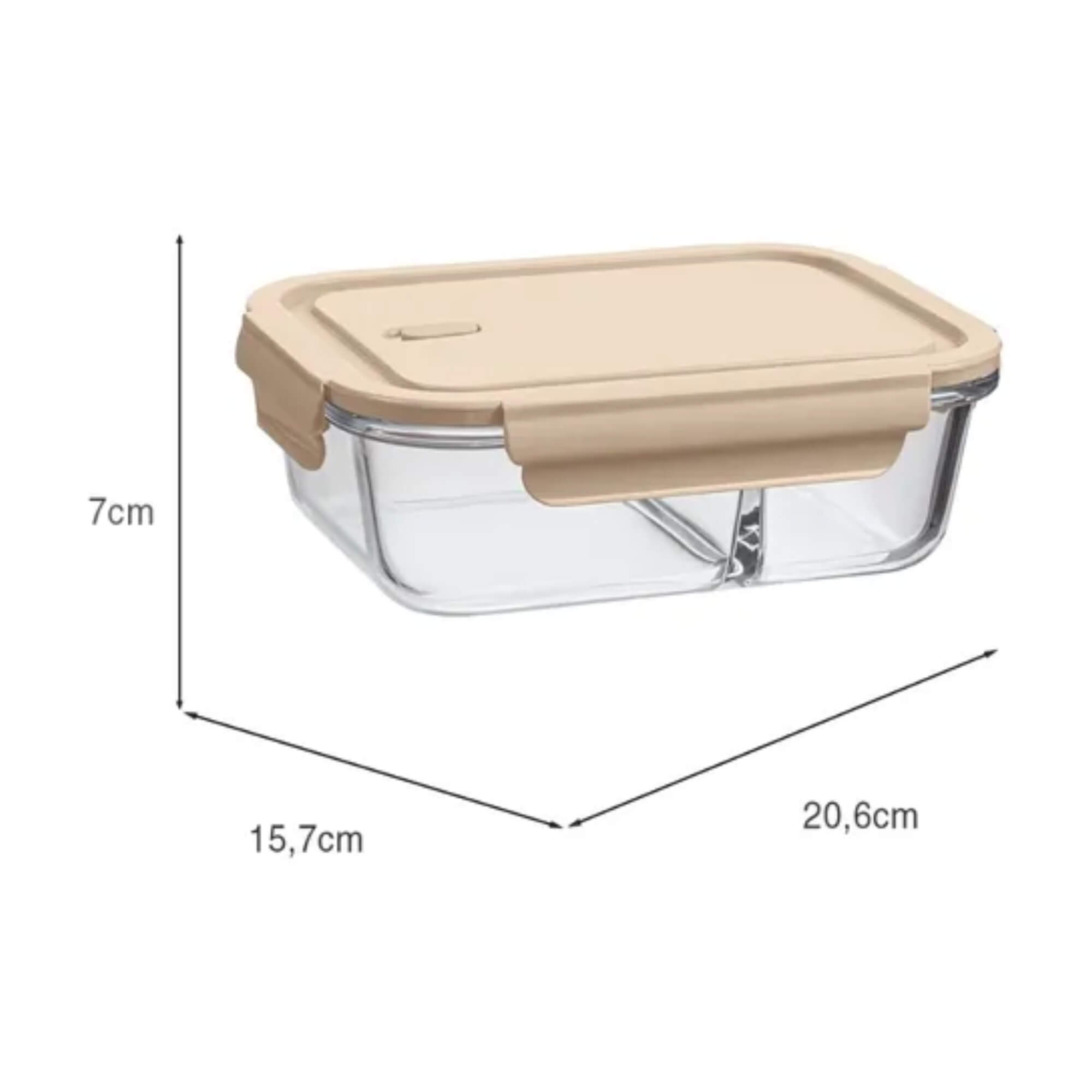 COMP Kit 2 Potes de Vidro Borossilicato UZ7047-CAP para organização Pote com divisória