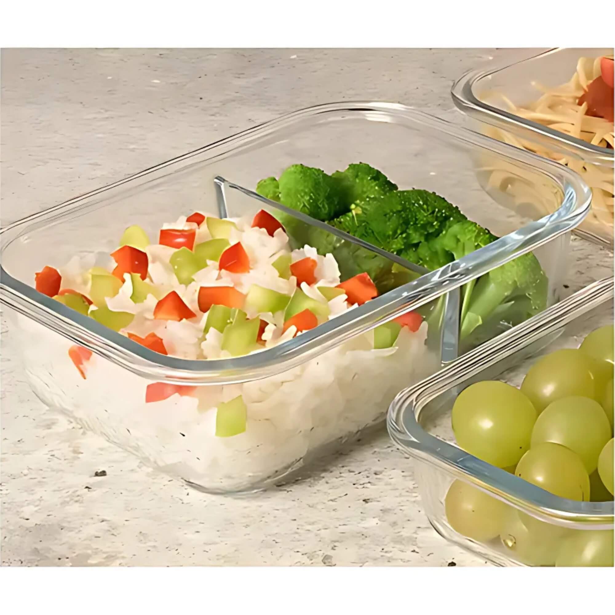 COMP Kit 2 Potes de Vidro Borossilicato UZ7047-CAP para organização Pote com divisória