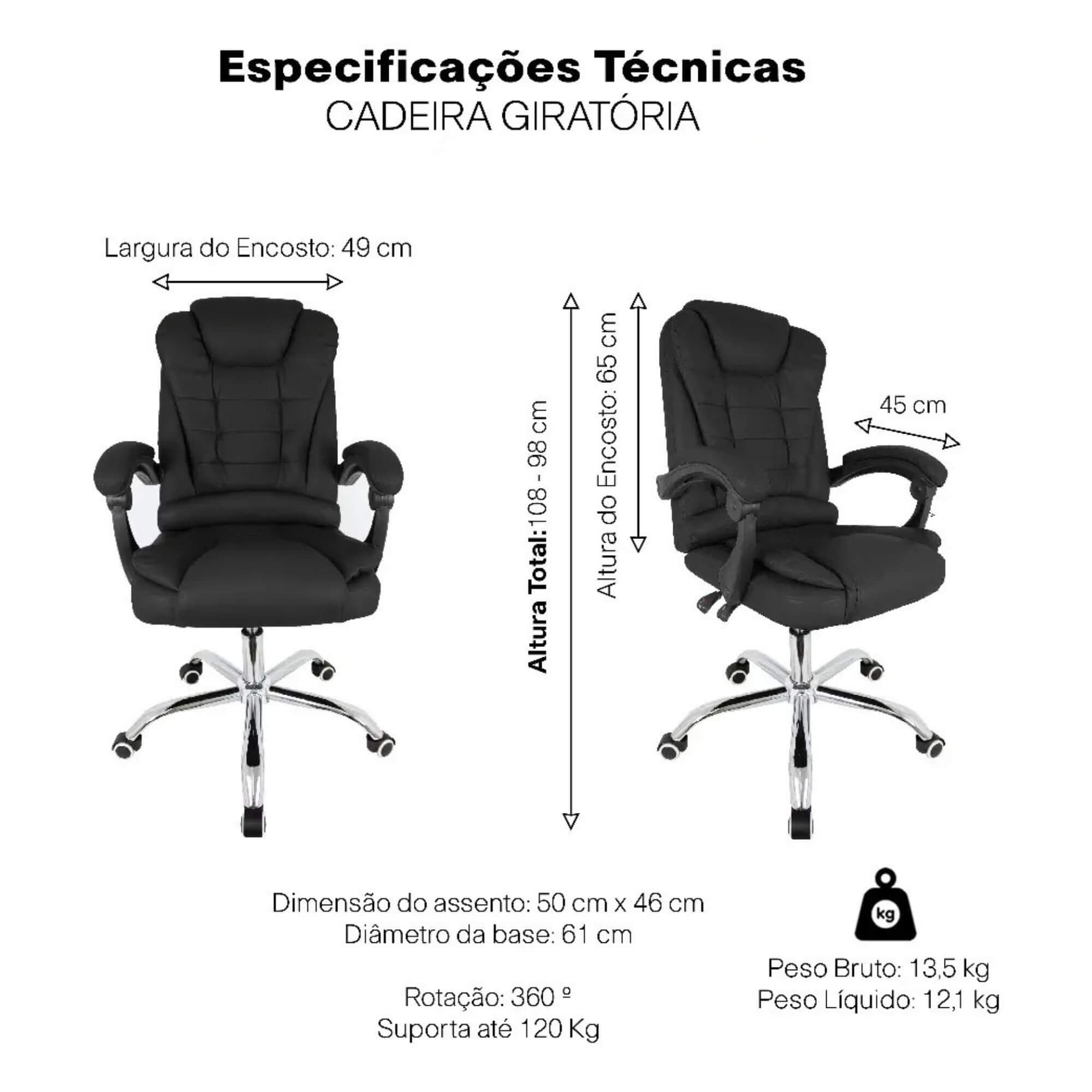 Cadeira Ergonômica Giratória Office Ceo cor Preto Conthey Evolux - N2334602