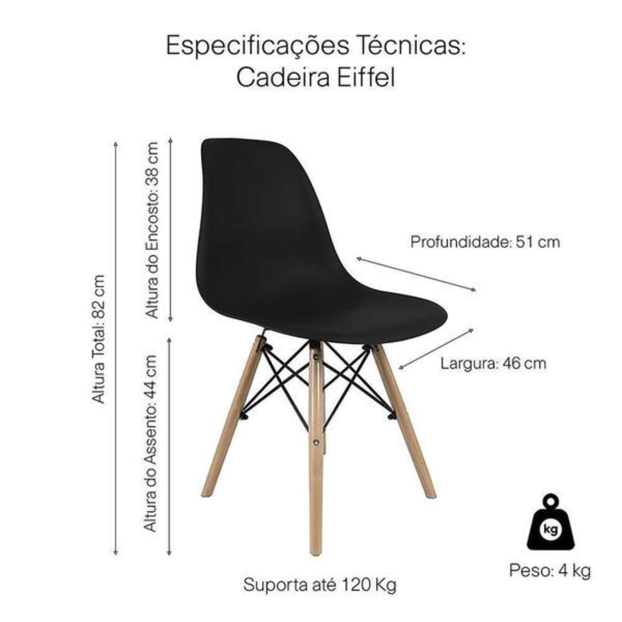 Cadeira Eiffel Eames com Base Madeira Reforçada Nude Conthey Evolux - N1905941D