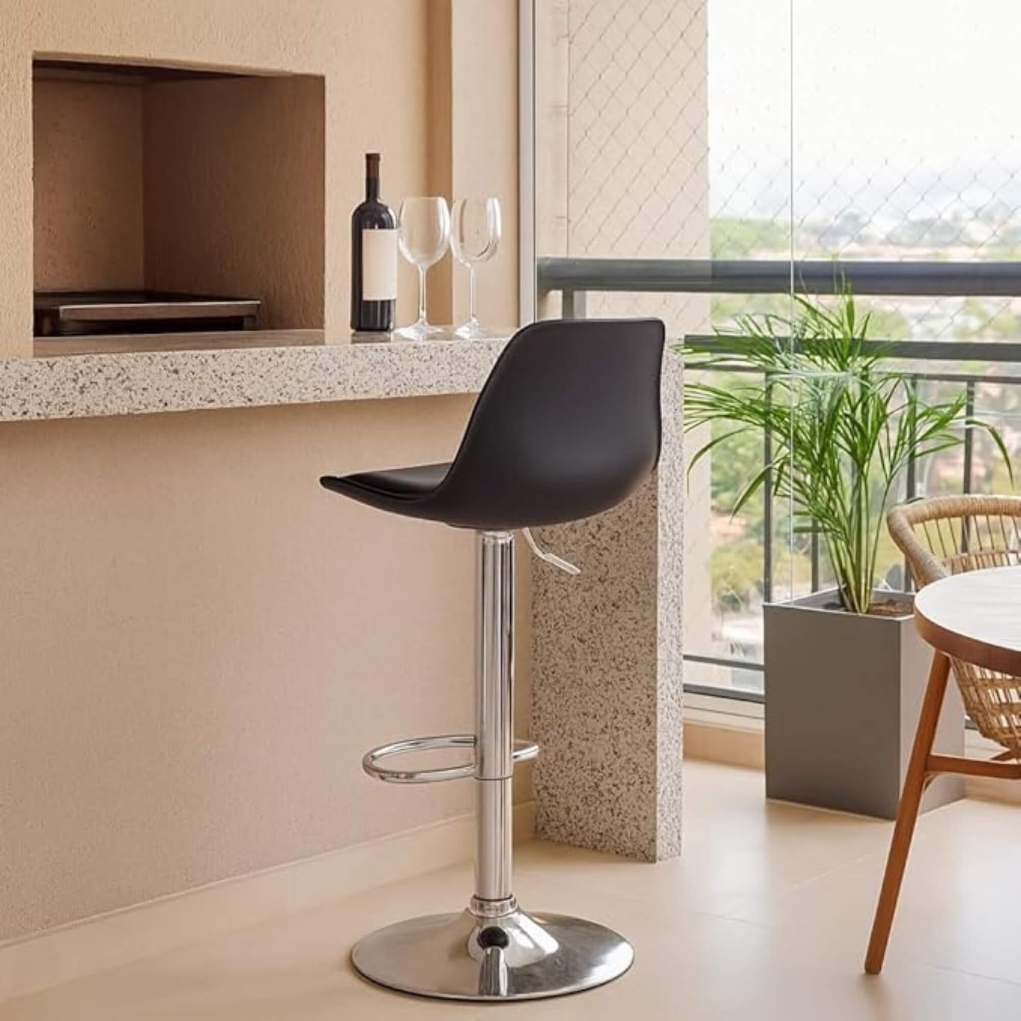 Banqueta Eiffel Giratória com Regulagem de Altura cor Preta Conthey Evolux - N1905947