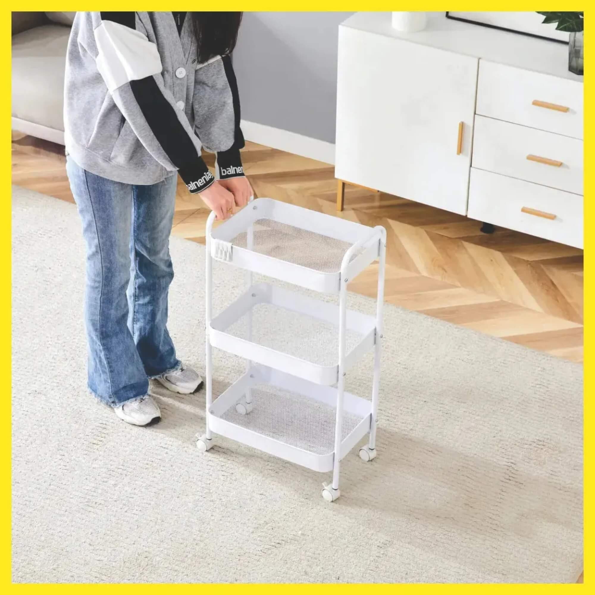 Carrinho Organizador Multiuso Gala 3 Prateleiras Metal Branco Conthey Evolux - N035173A