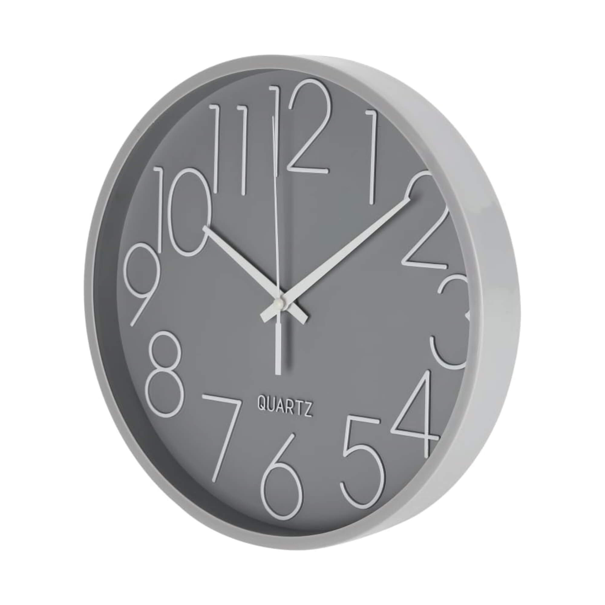 Relógio de Parede 24cm Cinza com Números Brancos Conthey Evolux - N24303593