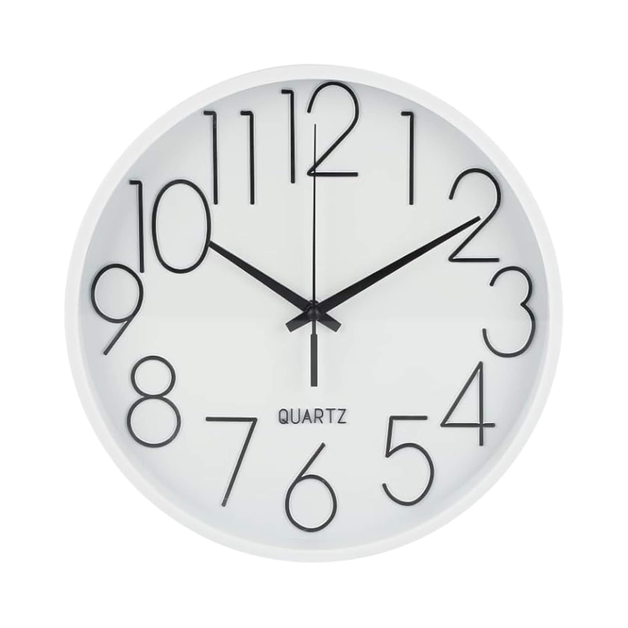 Relógio de Parede 24cm na Cor Branca com Números Pretos Conthey Evolux - N24303594