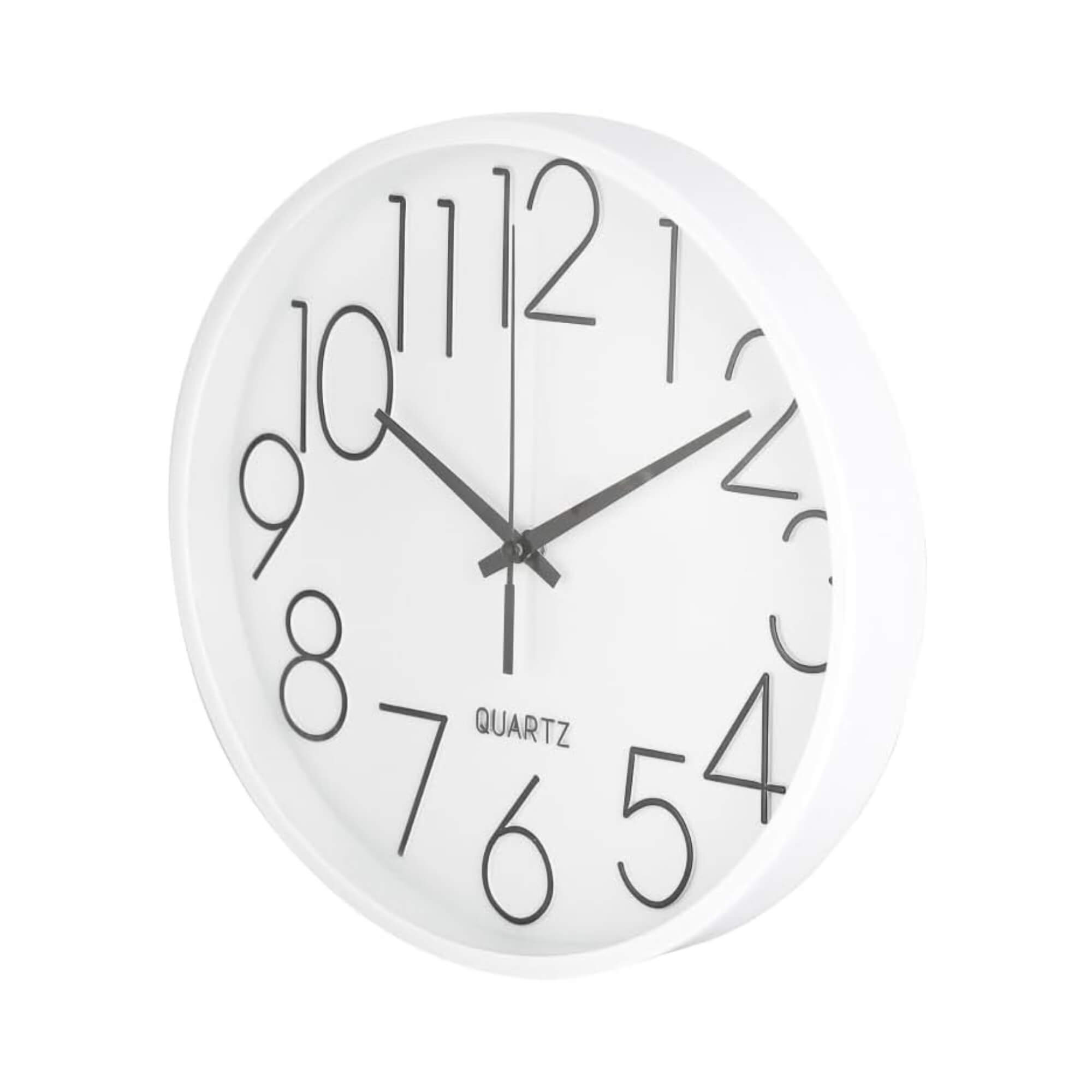 Relógio de Parede 24cm na Cor Branca com Números Pretos Conthey Evolux - N24303594