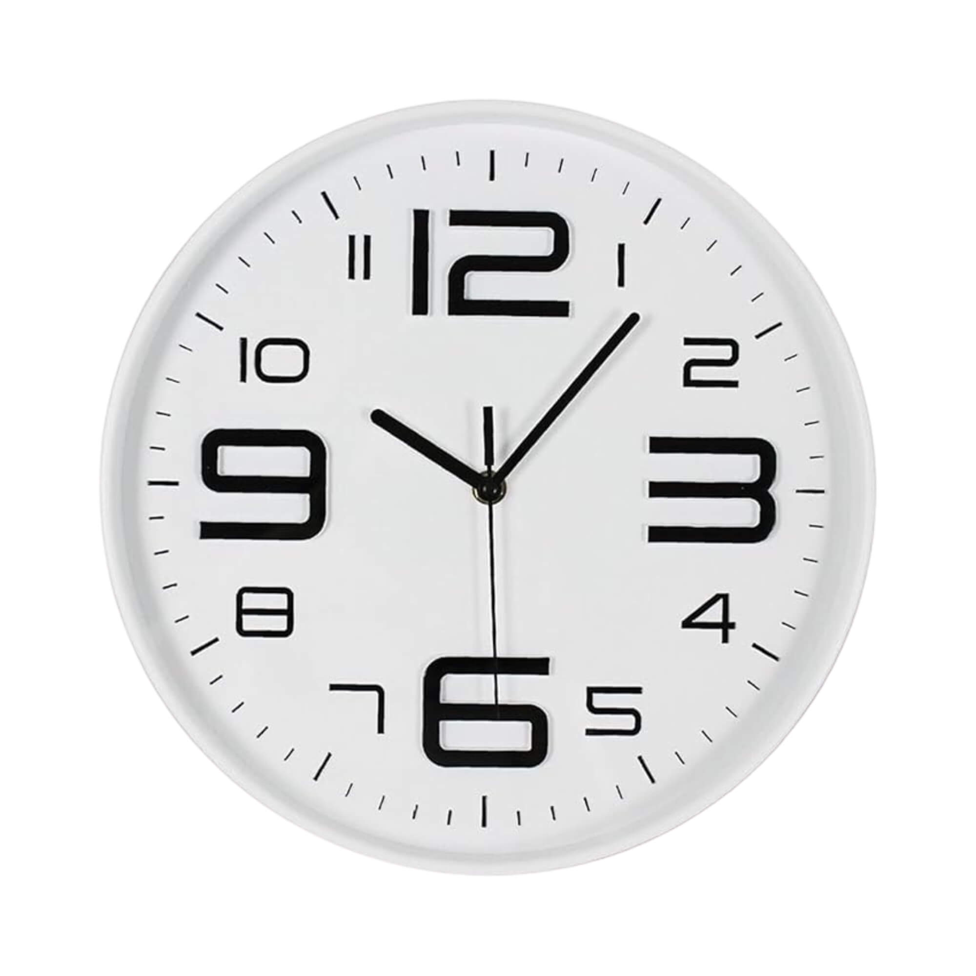 Relógio de Parede 29 cm Branco com Números Pretos Conthey Evolux - N2303654