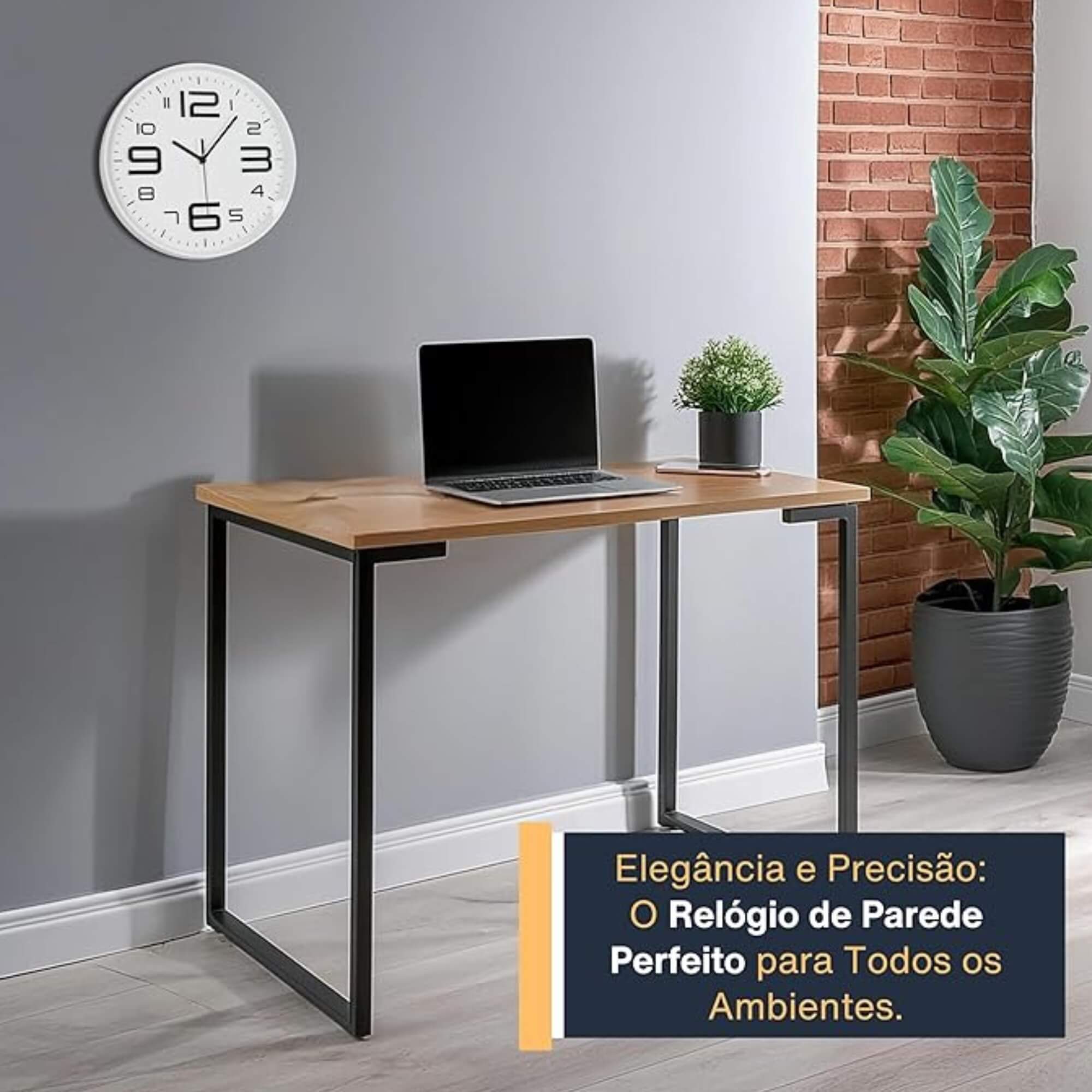 Relógio de Parede 29 cm Branco com Números Pretos Conthey Evolux - N2303654