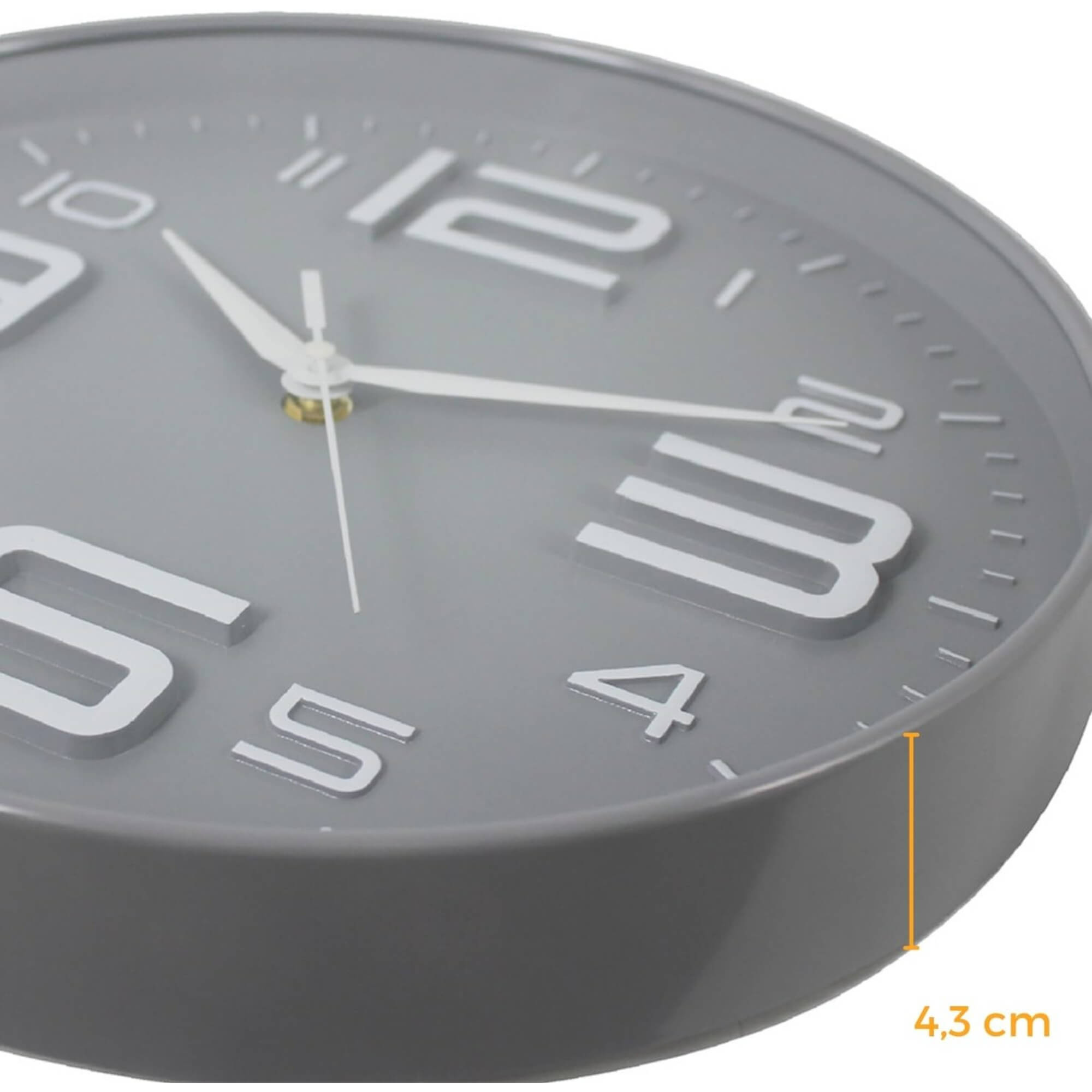Relógio de Parede 29 cm Cinza com Números Brancos Conthey Evolux - N2303655