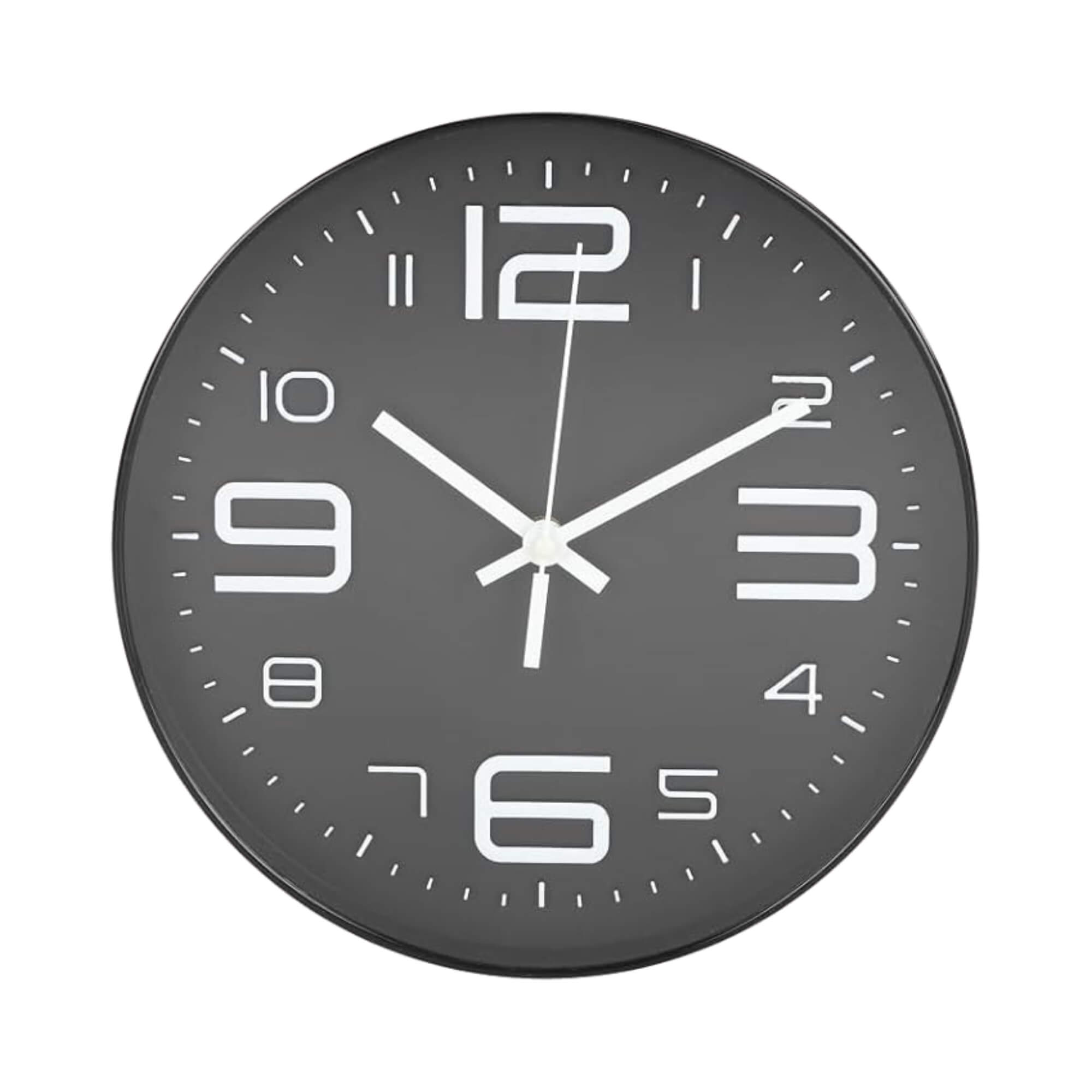 Relógio de Parede 29cm Preto com Números Brancos Conthey Evolux - N24303596