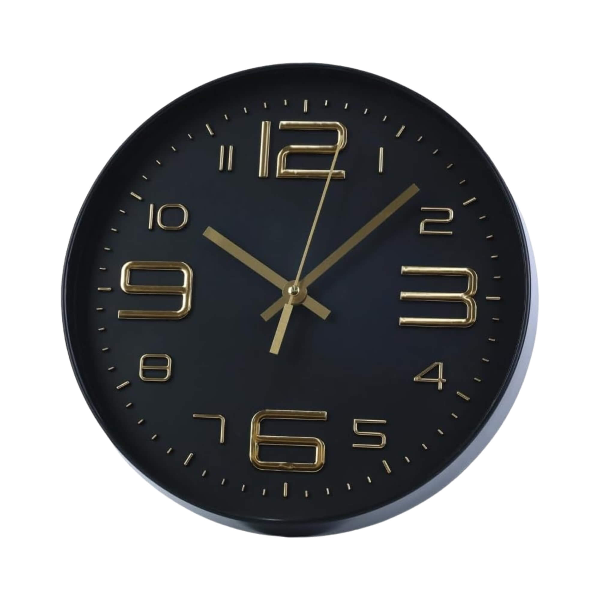Relógio de Parede 29cm na cor Preta com Números Dourados Conthey Evolux - N24303597