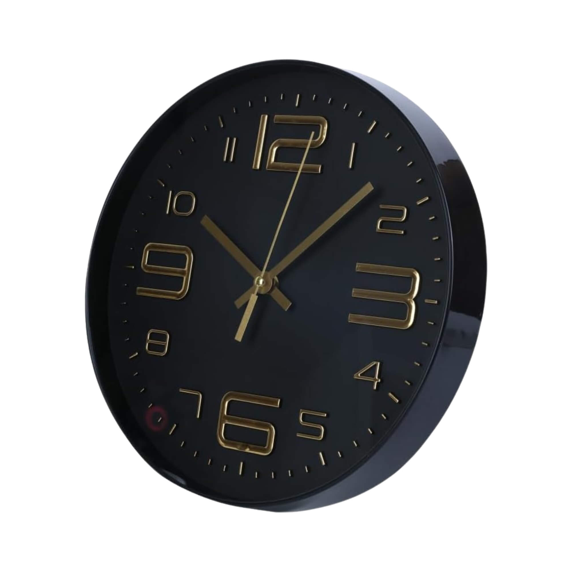 Relógio de Parede 29cm na cor Preta com Números Dourados Conthey Evolux - N24303597