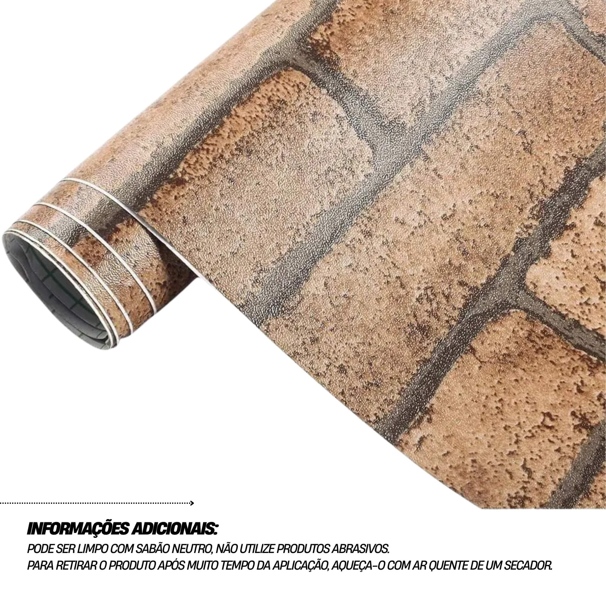 Papel Autoadesivo PVC 45CM X 2M Tijolo Clássico Conthey Evolux - N2202373