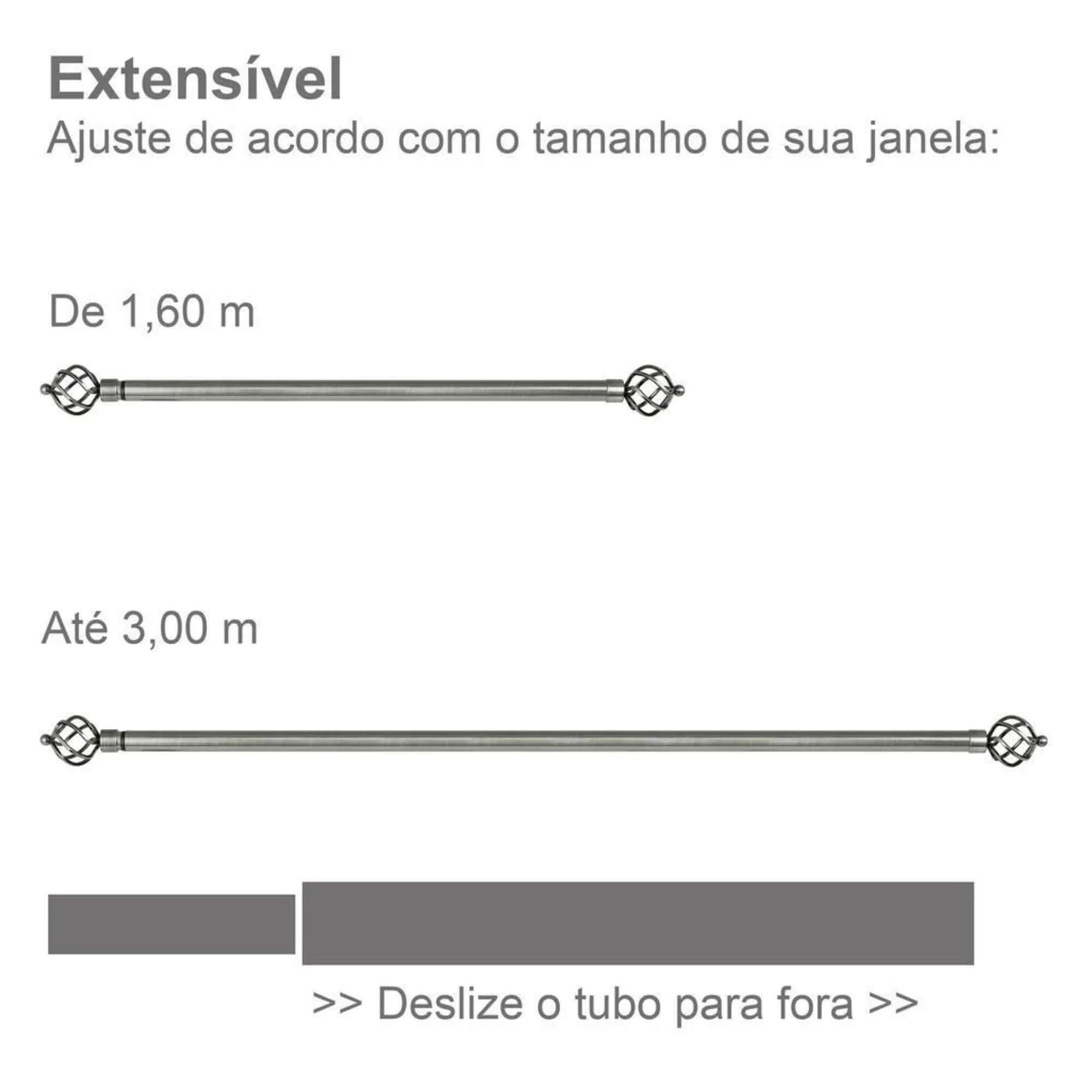 Kit Varão para Cortina Extensivo 1,60x3,0M Coroa Cromada Conthey Evolux - D184588