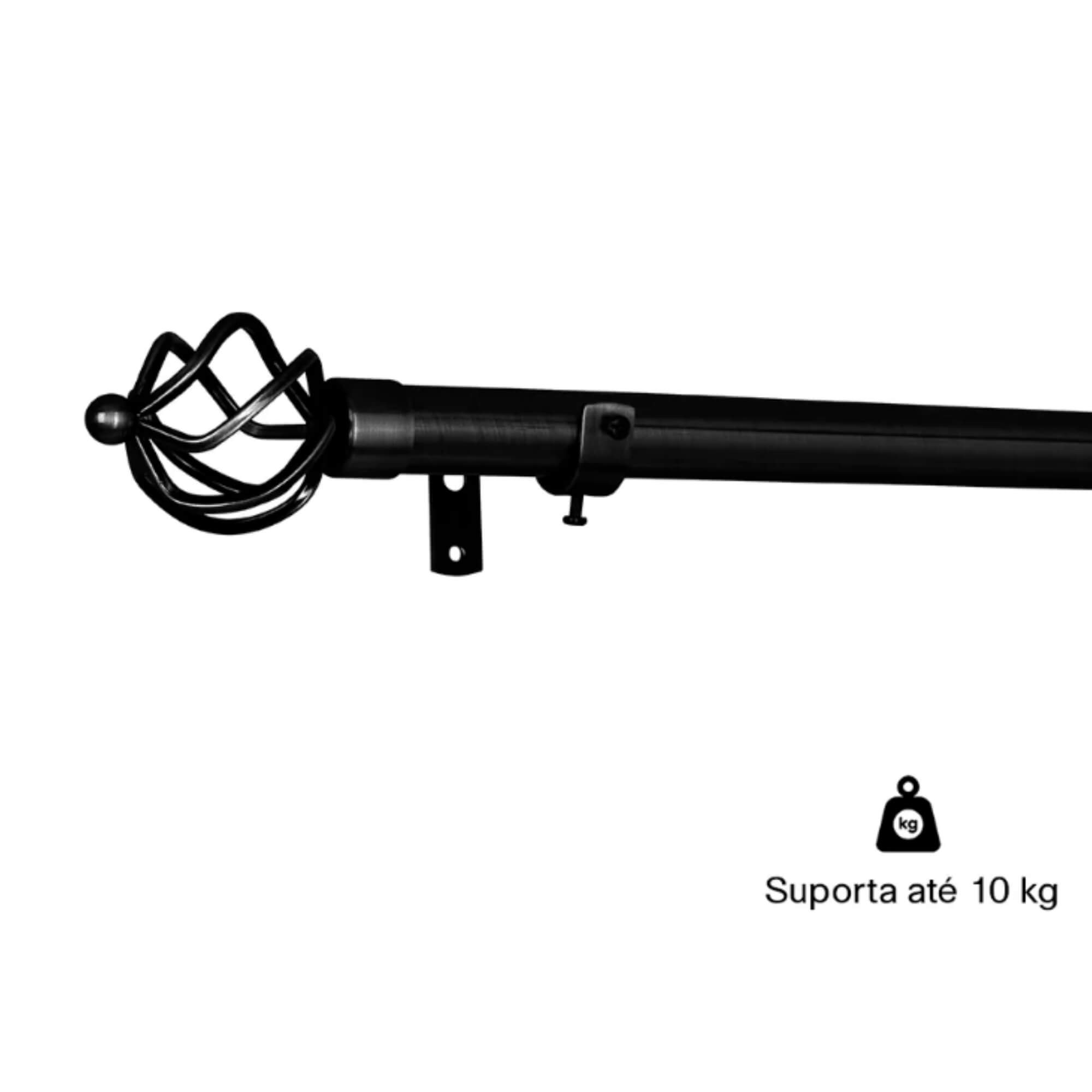 Kit Varão para Cortina Extensivo 1,60x3,00M Coroa Preta Conthey Evolux - D184587