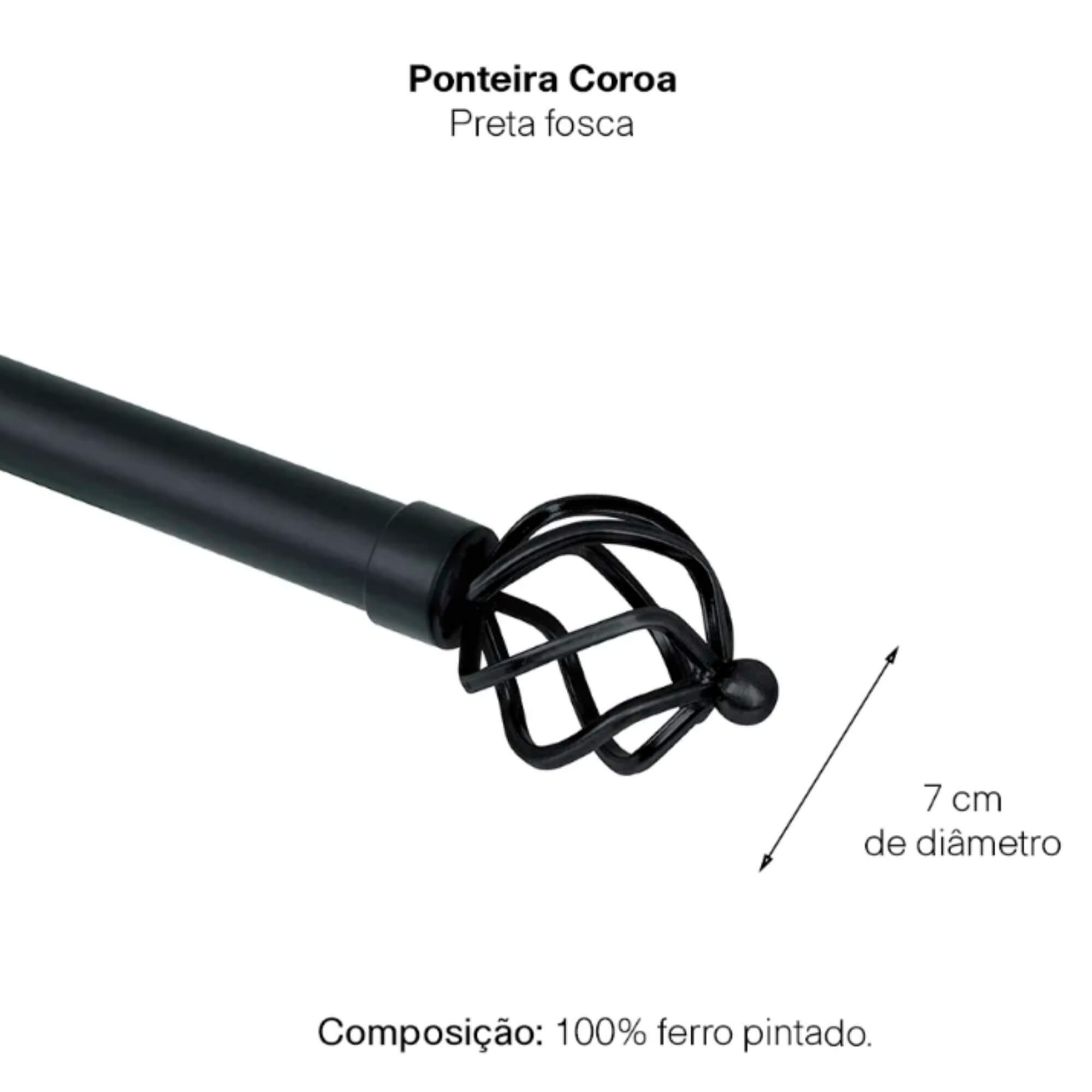 Kit Varão para Cortina Extensivo 1,60x3,00M Coroa Preta Conthey Evolux - D184587