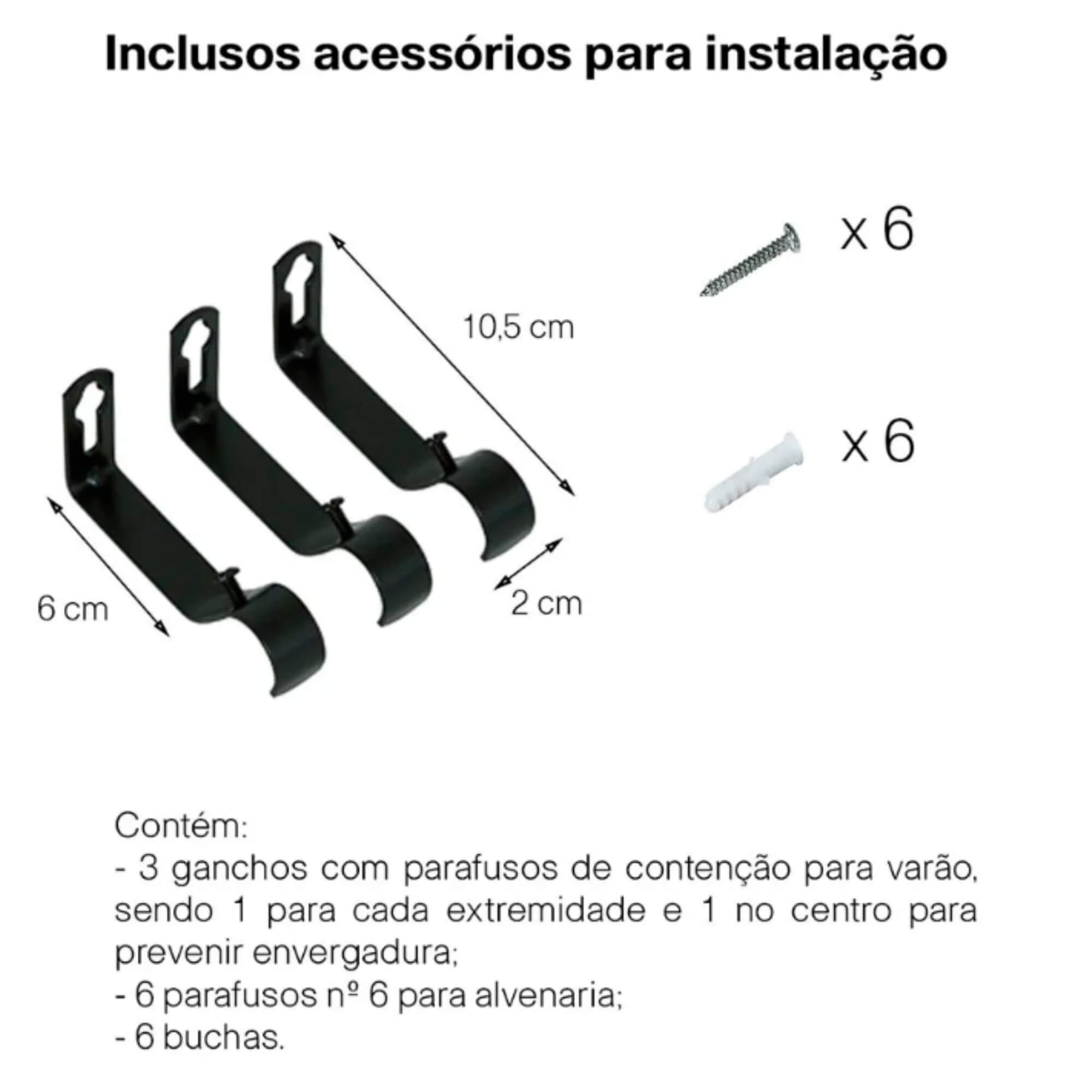 Kit Varão para Cortina Extensivo 1,60x3,00M Coroa Preta Conthey Evolux - D184587