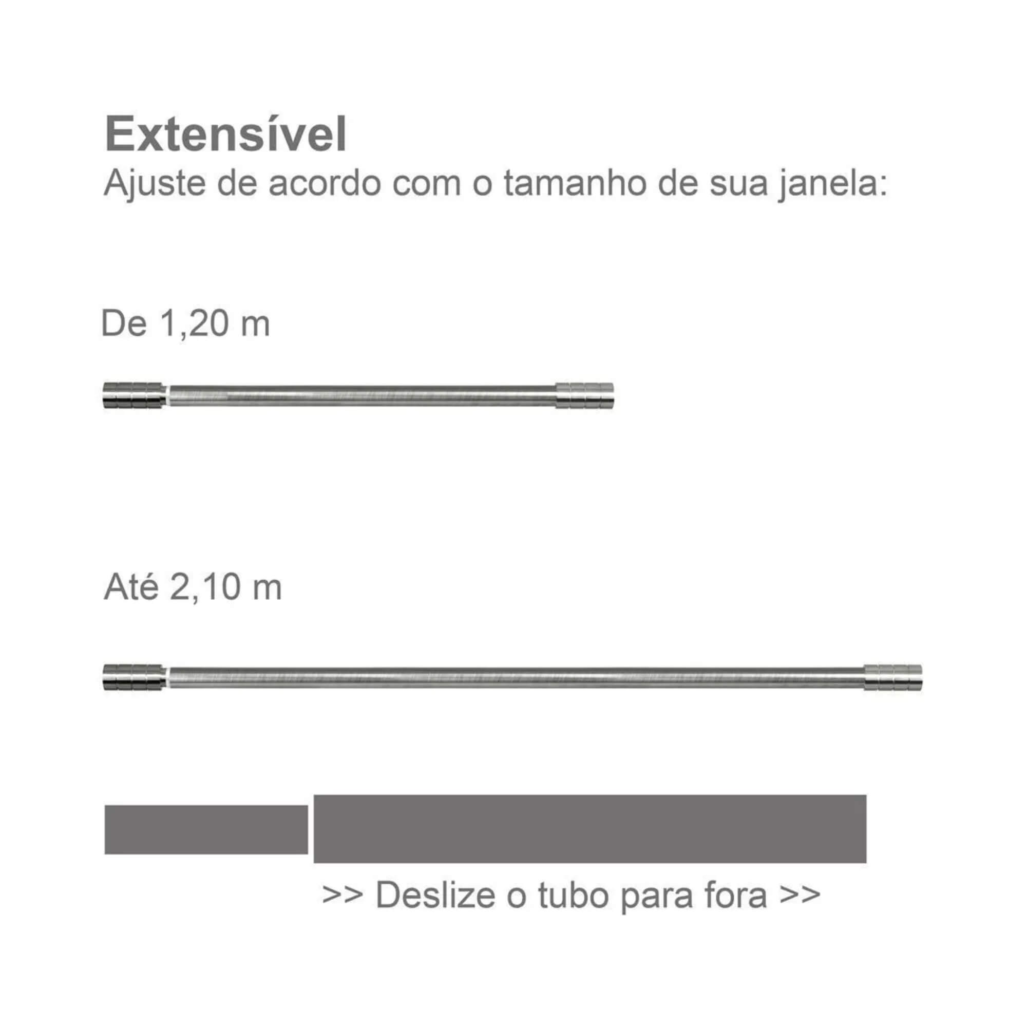 Kit Varão para Cortina Extensivo 1,20x2,10M Cilindro Cromado Conthey Evolux - D184585