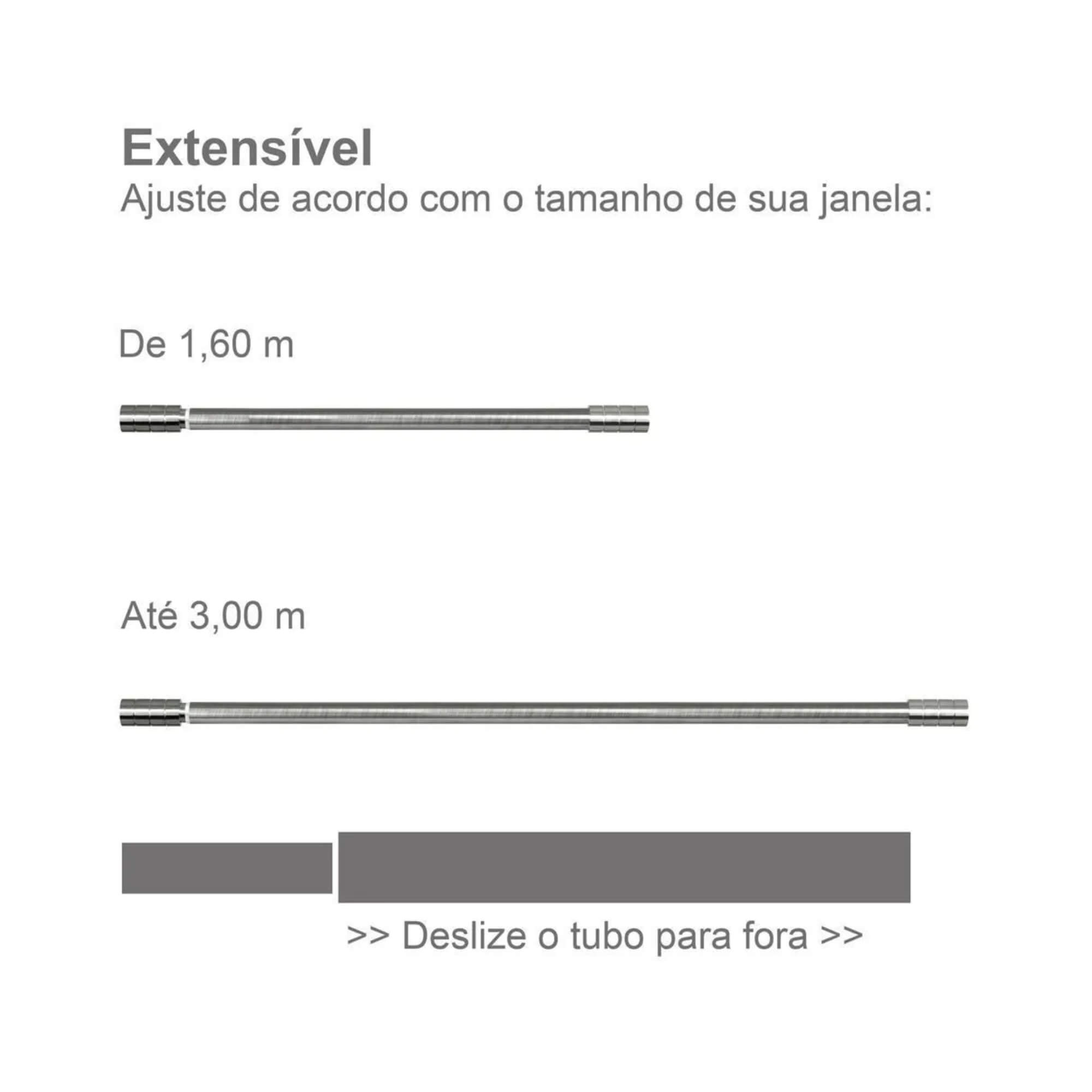 Kit Varão para Cortina Extensivo 1,60x3,0M Cilindro Cromado Conthey Evolux - D184594