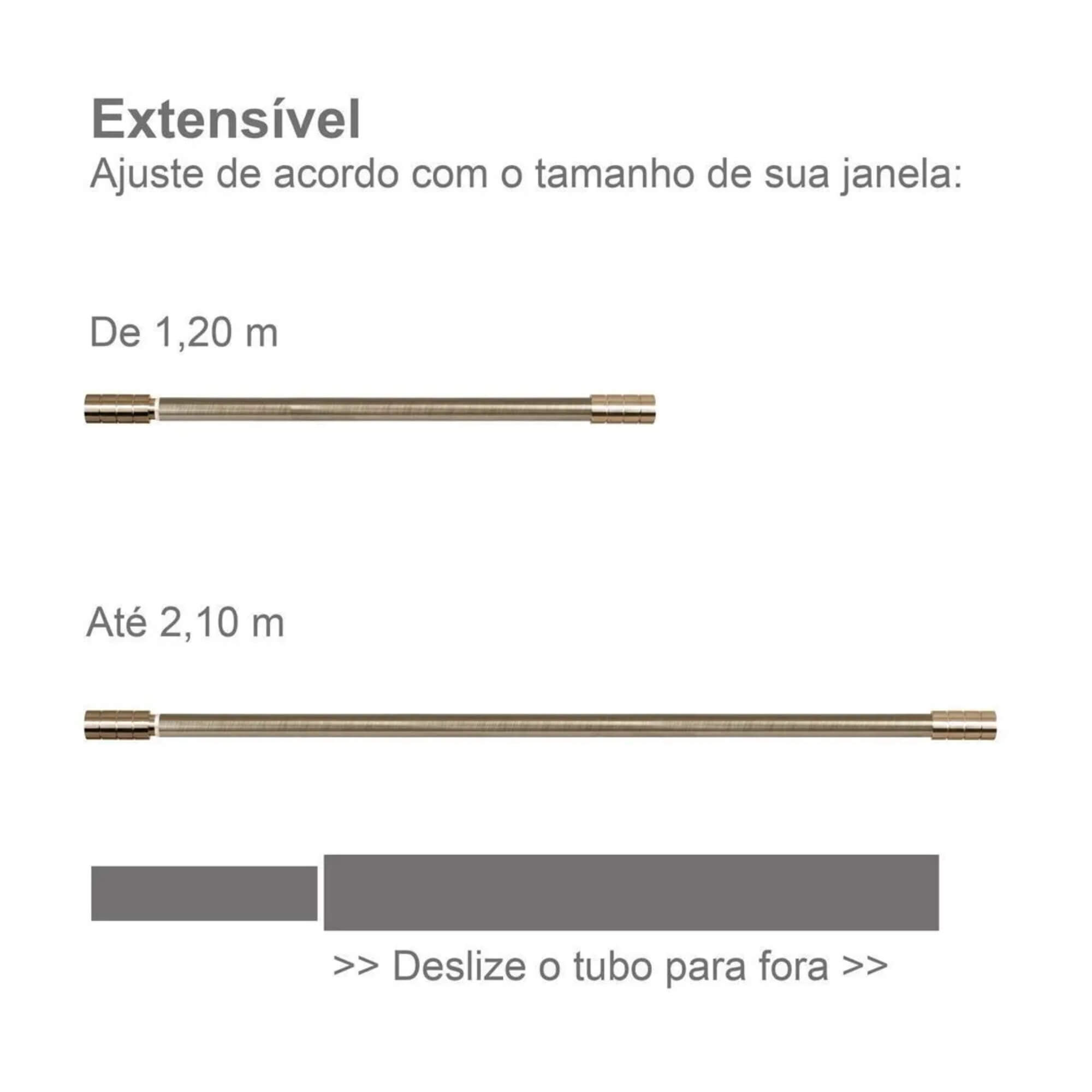 Kit Varão para Cortina Extensivo 1,20x2,10M Cilindro Ouro Velho Conthey Evolux - D184586
