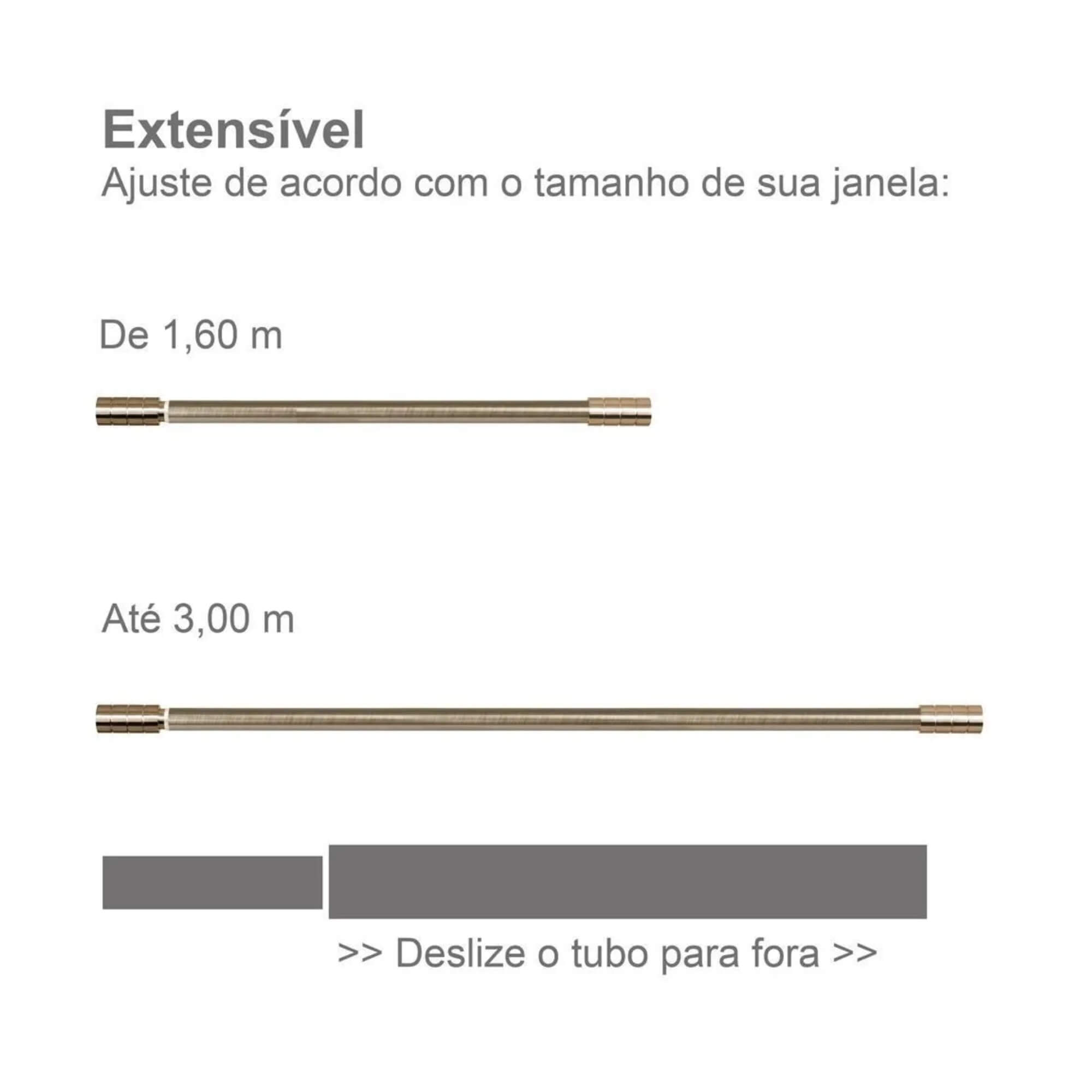 Kit Varão para Cortina Extensivo 1,60x3,0M Cilindo Ouro Velho Conthey Evolux - D184595