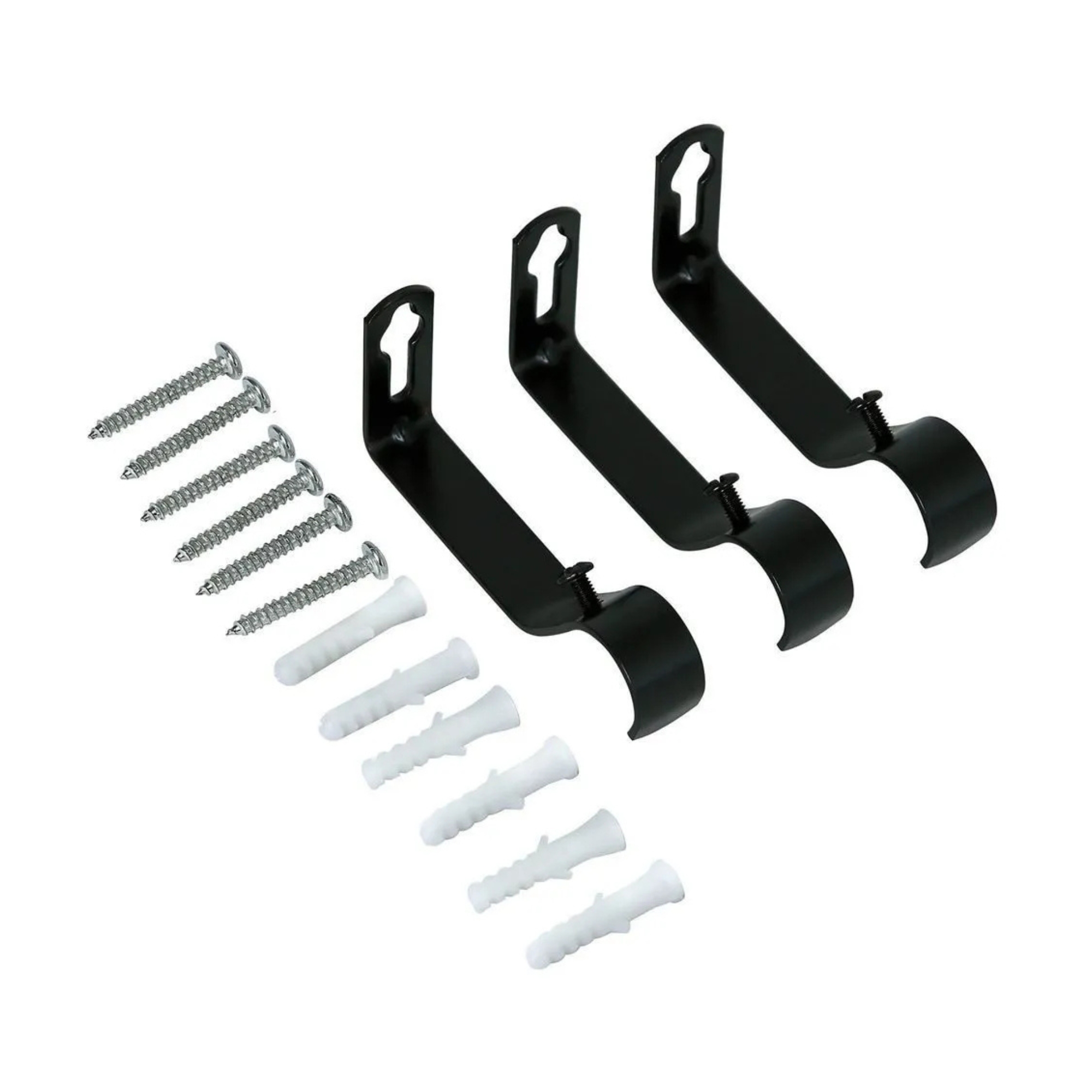 Kit Varão para Cortina Extensivo 1,20 a 2,10m Cilindro Preto Conthey Evolux - D184584
