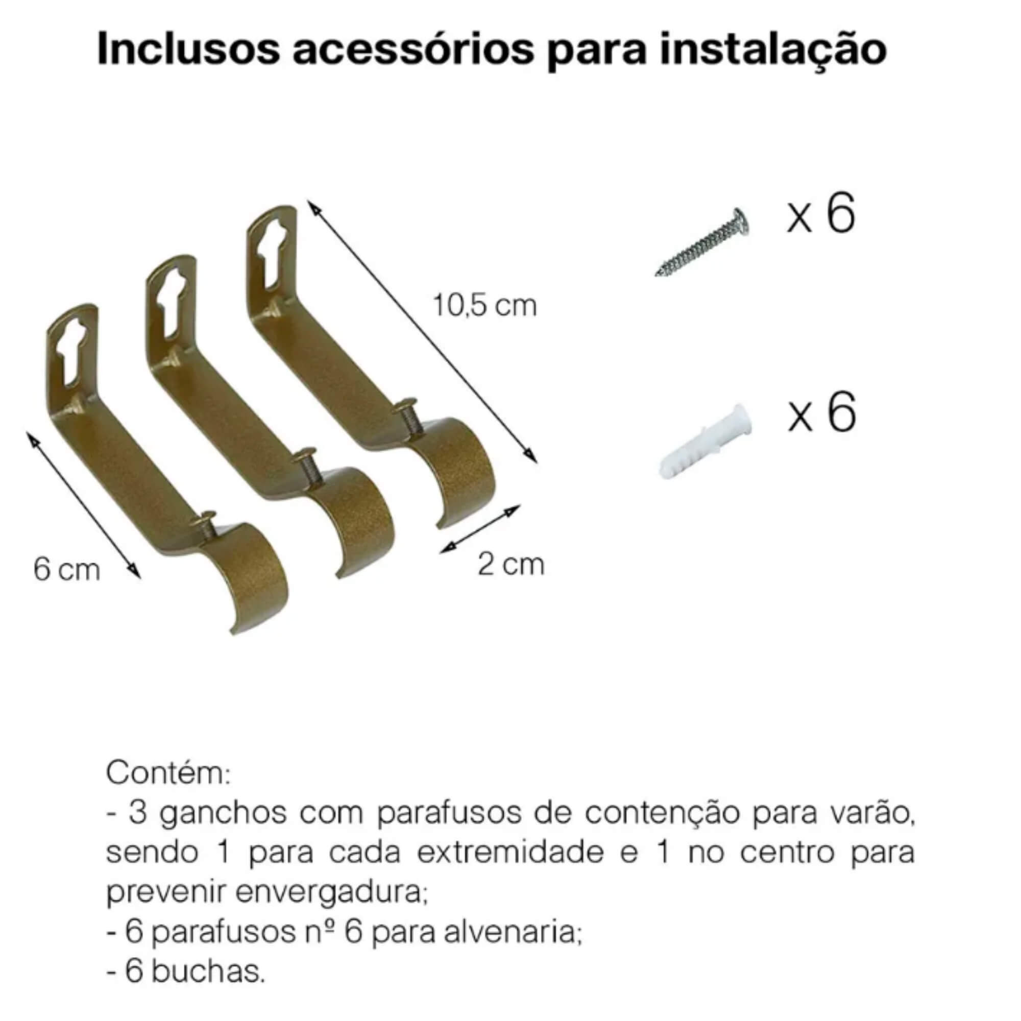 Kit Varão para Cortina Extensivo 1,60x3,00M Esfera Ouro Velho Conthey Evolux - D184592