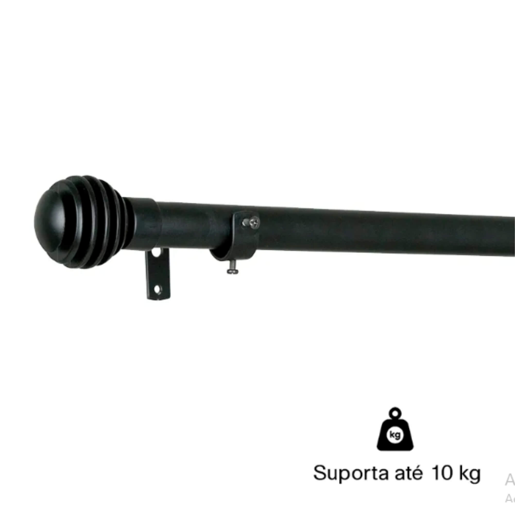 Kit Varão para Cortina Extensivo 1,20x2,10M Esfera Preta Conthey Evolux - D184581
