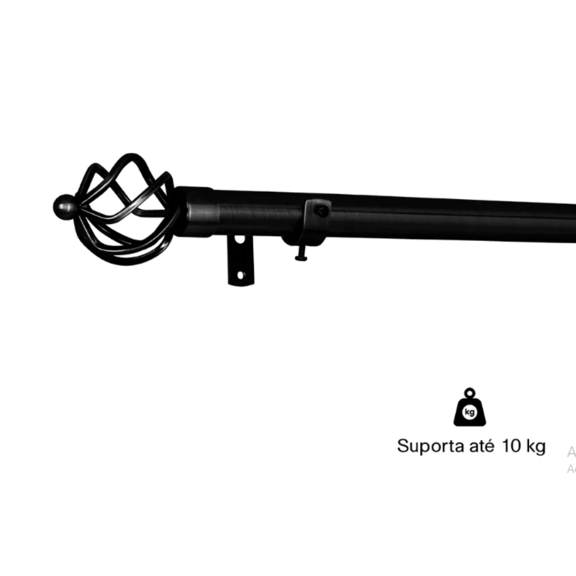 Kit Varão para Cortina Extensivo 1,60x3,00M Coroa Preta Conthey Evolux - D184587