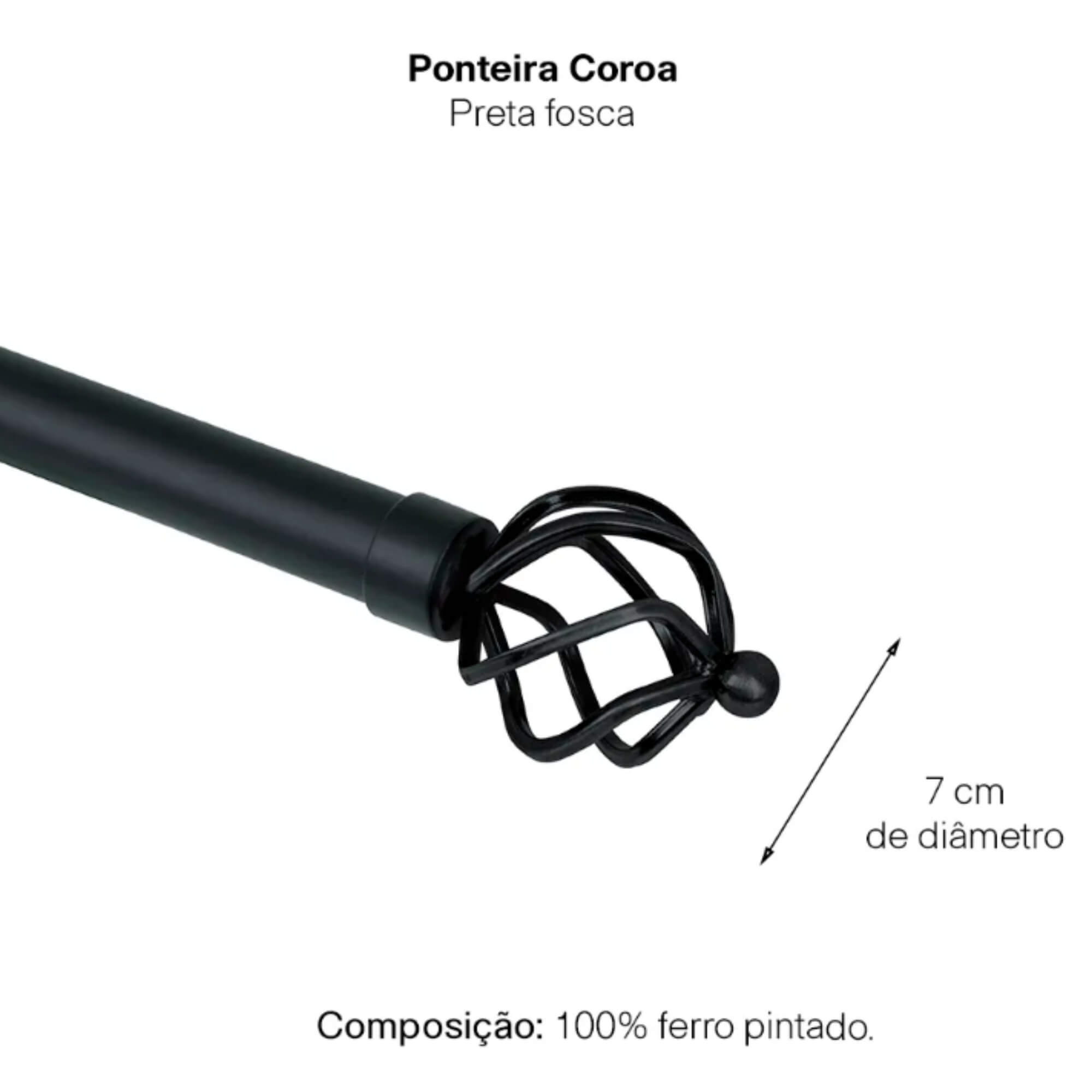 Kit Varão para Cortina Extensivo 1,60x3,00M Coroa Preta Conthey Evolux - D184587
