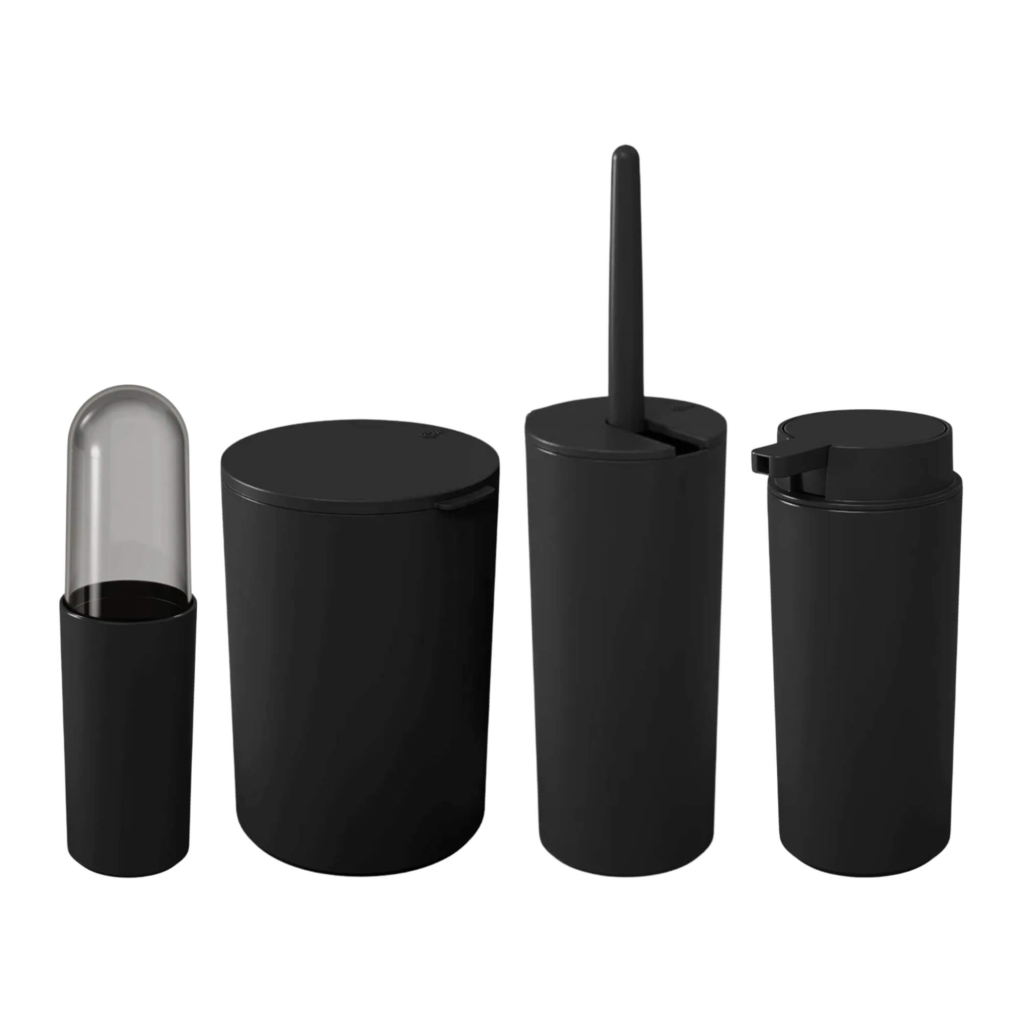 COMP Kit 4 Acessórios Banheiro Escova Sanitária + Lixeira + Porta Escova + Porta Sabonete Líquido