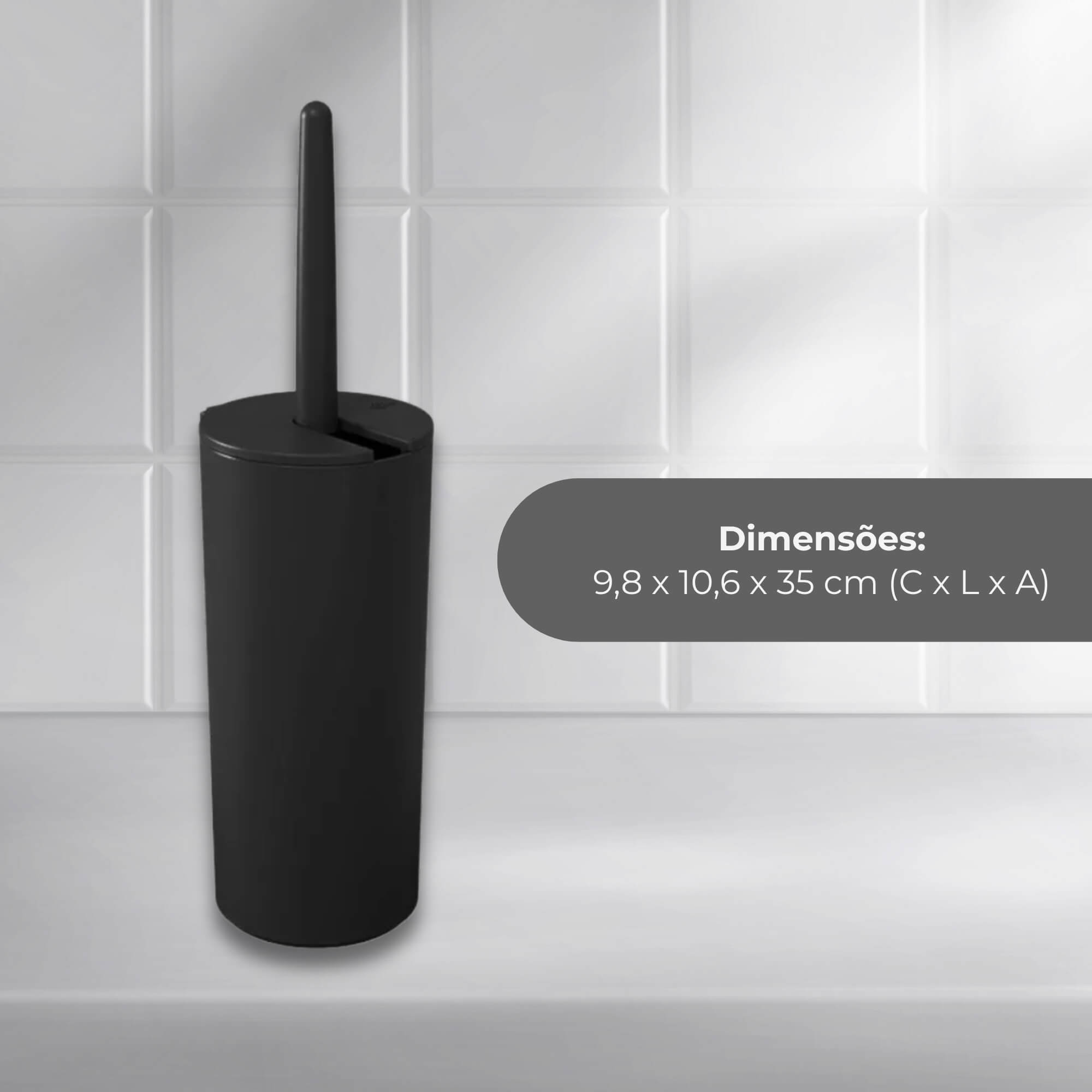 COMP Kit 4 Acessórios Banheiro Escova Sanitária + Lixeira + Porta Escova + Porta Sabonete Líquido