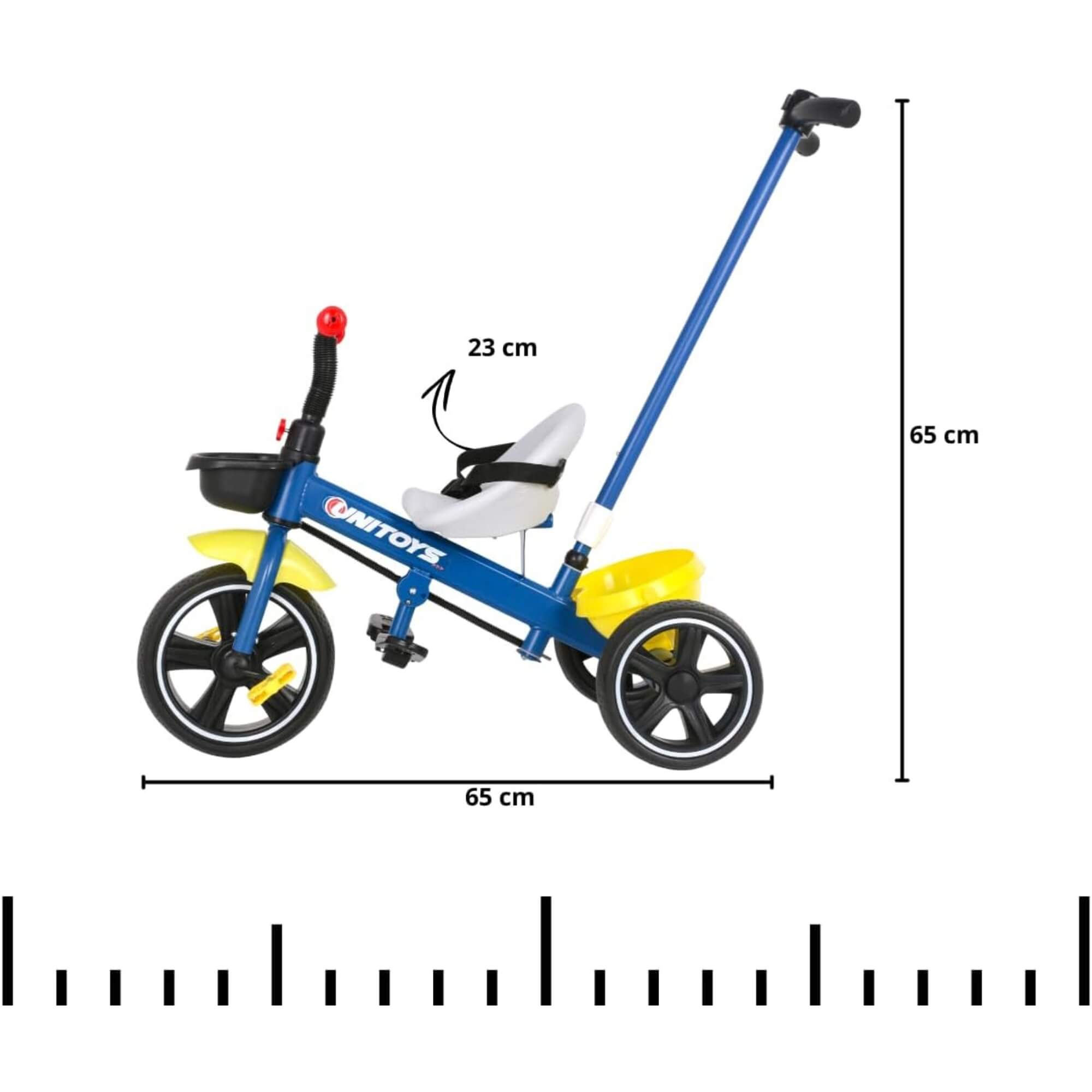 Brinquedo Infantil Triciclo com Empurrador Azul Unitoys - 3335