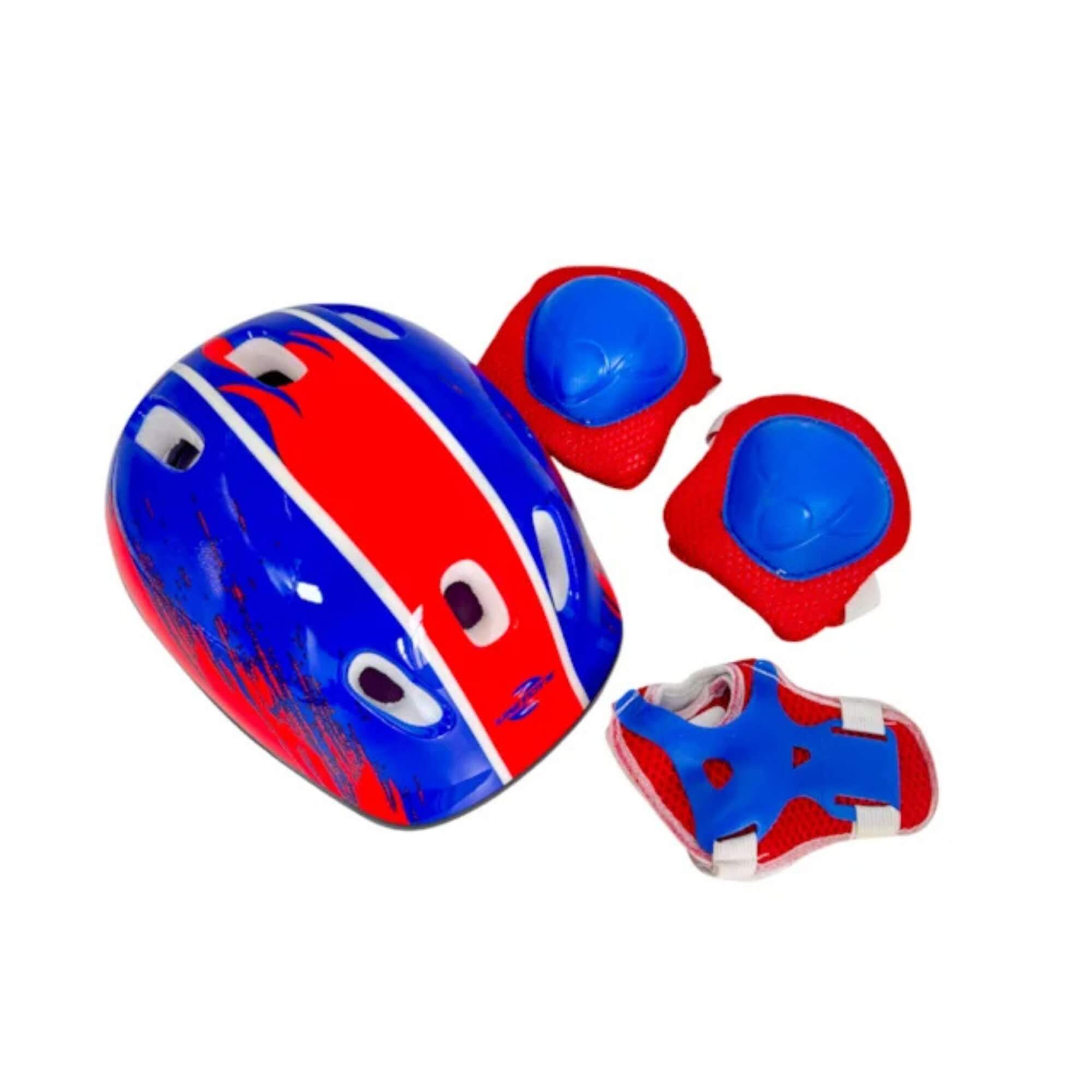 Kit Proteção Menino Patins Skate Bicicleta Patinete Azul e Vermelho Unitoys - 3742